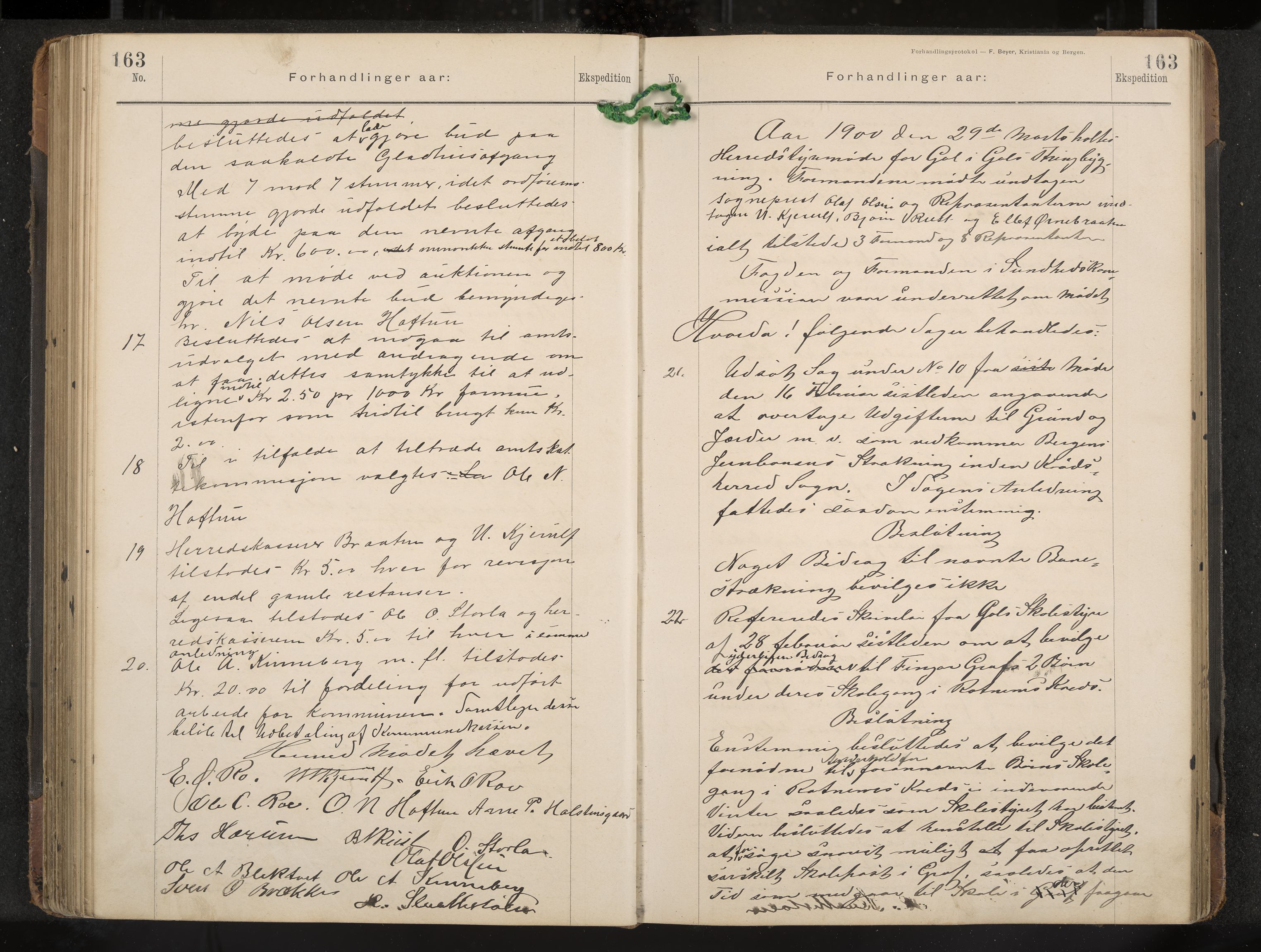 Gol formannskap og sentraladministrasjon, IKAK/0617021-1/A/Aa/L0003: Møtebok, 1892-1905, p. 163