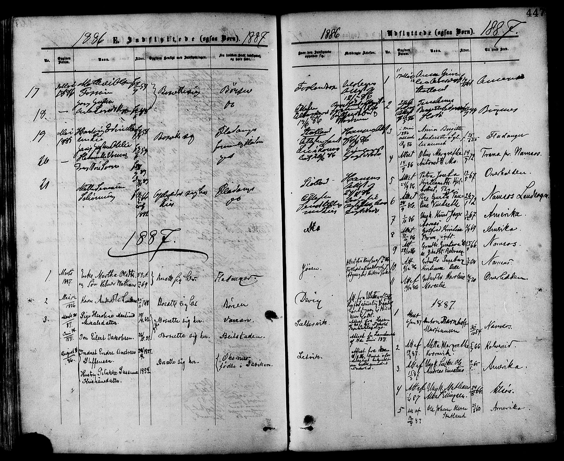 Ministerialprotokoller, klokkerbøker og fødselsregistre - Nord-Trøndelag, SAT/A-1458/773/L0616: Parish register (official) no. 773A07, 1870-1887, p. 447