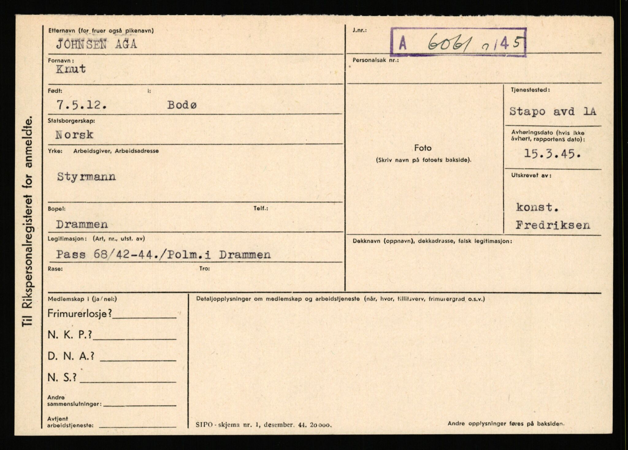 Statspolitiet - Hovedkontoret / Osloavdelingen, AV/RA-S-1329/C/Ca/L0001: Aabakken - Armann, 1943-1945, p. 1170