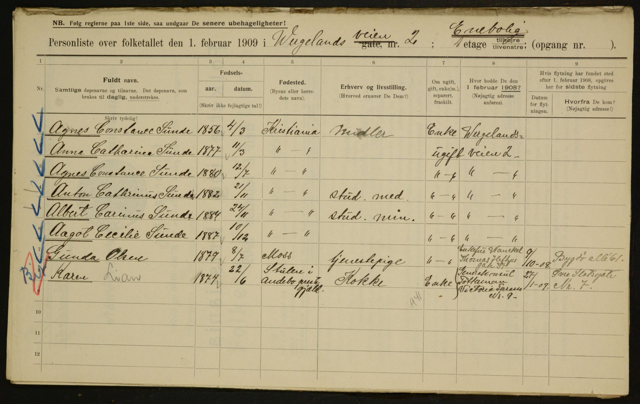 OBA, Municipal Census 1909 for Kristiania, 1909, p. 115958