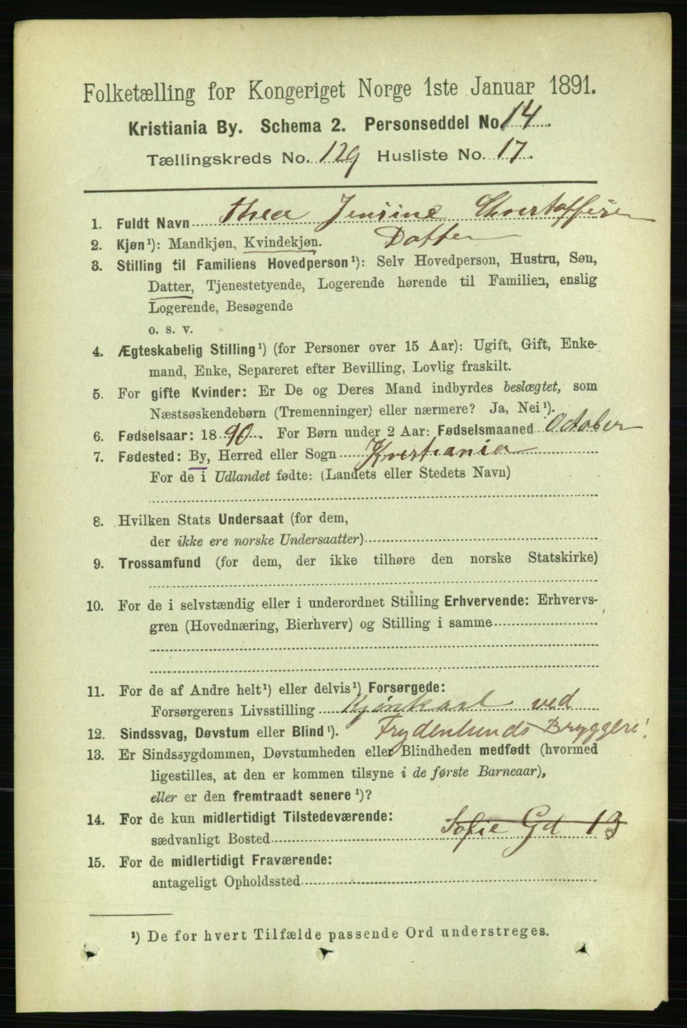 RA, 1891 census for 0301 Kristiania, 1891, p. 69715