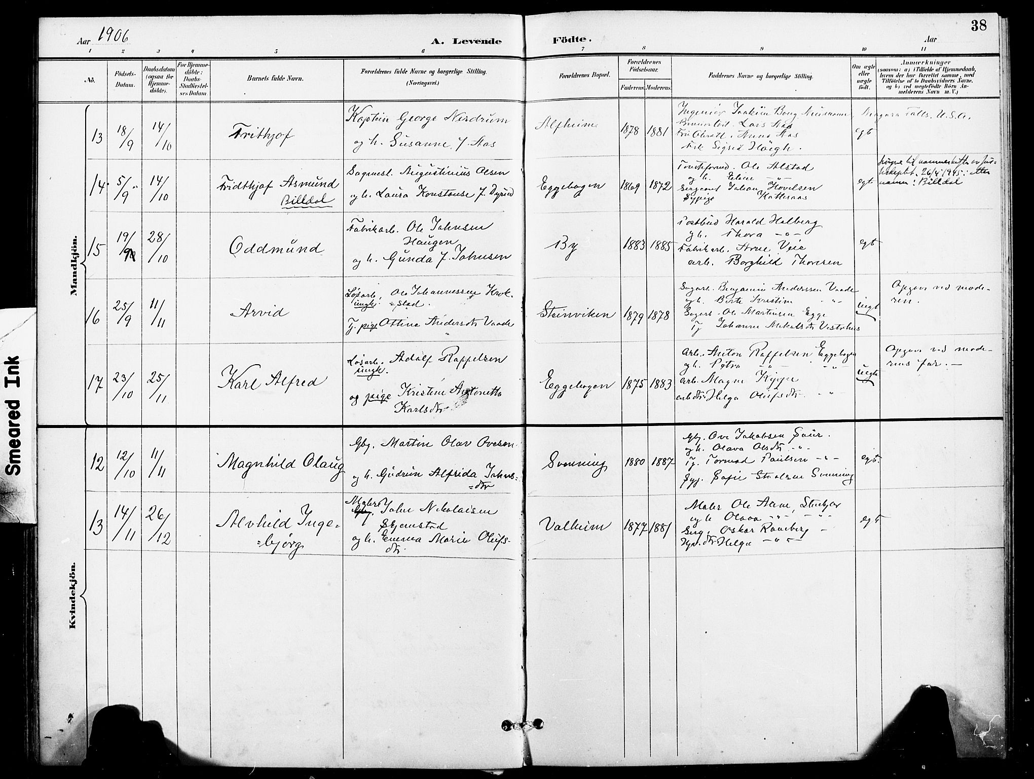 Ministerialprotokoller, klokkerbøker og fødselsregistre - Nord-Trøndelag, SAT/A-1458/740/L0379: Parish register (official) no. 740A02, 1895-1907, p. 38