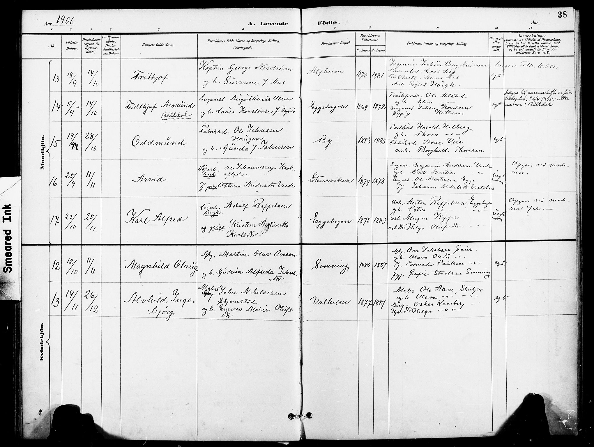 Ministerialprotokoller, klokkerbøker og fødselsregistre - Nord-Trøndelag, AV/SAT-A-1458/740/L0379: Parish register (official) no. 740A02, 1895-1907, p. 38