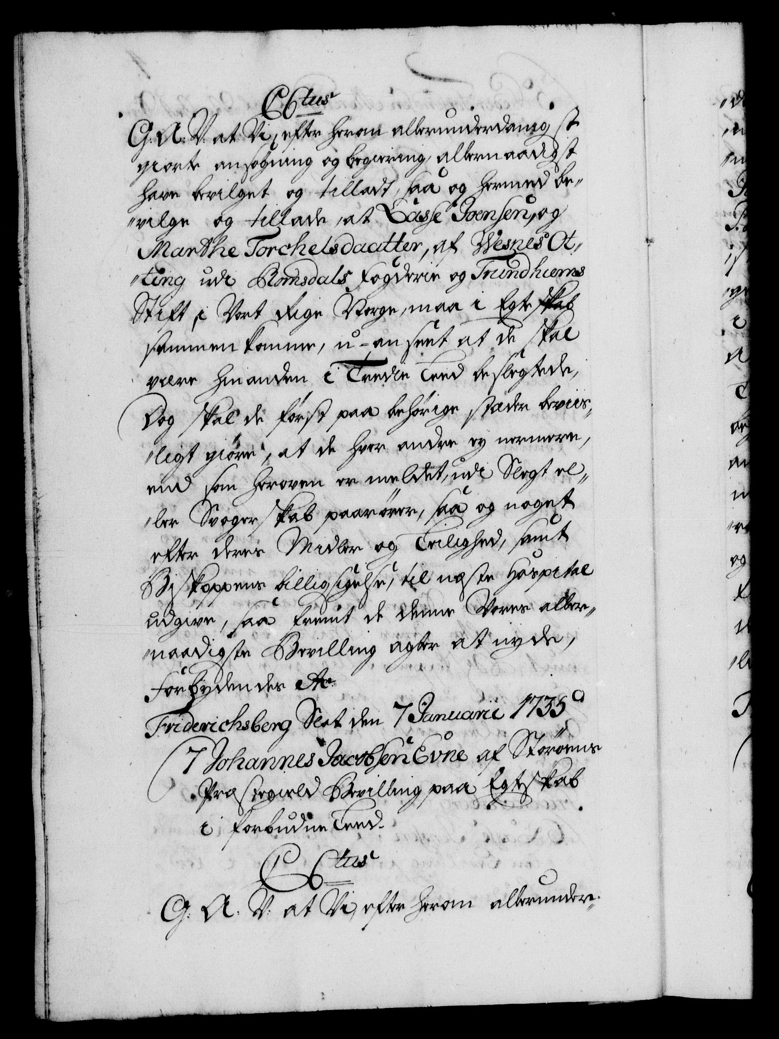 Danske Kanselli 1572-1799, AV/RA-EA-3023/F/Fc/Fca/Fcaa/L0029: Norske registre, 1735-1736, p. 4b