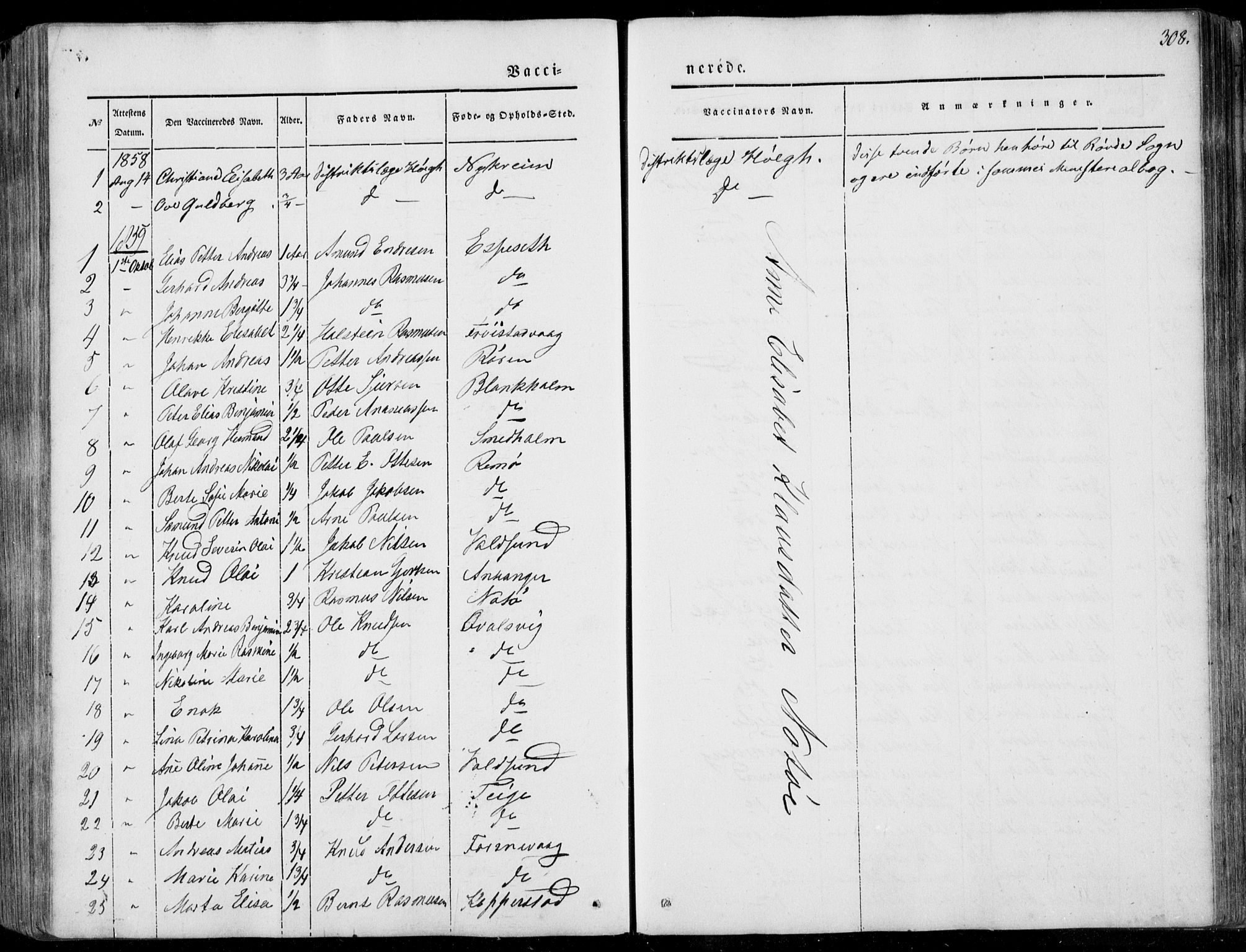 Ministerialprotokoller, klokkerbøker og fødselsregistre - Møre og Romsdal, AV/SAT-A-1454/507/L0070: Parish register (official) no. 507A05, 1842-1873, p. 308