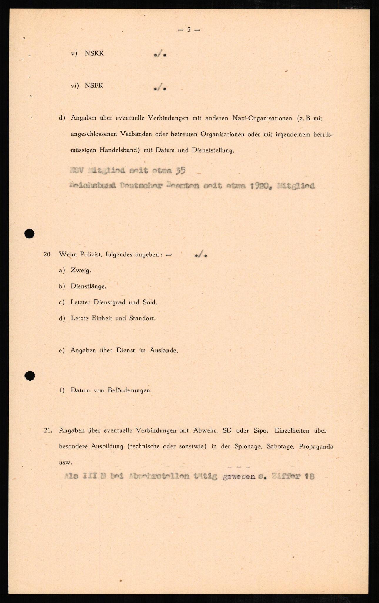 Forsvaret, Forsvarets overkommando II, AV/RA-RAFA-3915/D/Db/L0006: CI Questionaires. Tyske okkupasjonsstyrker i Norge. Tyskere., 1945-1946, p. 186