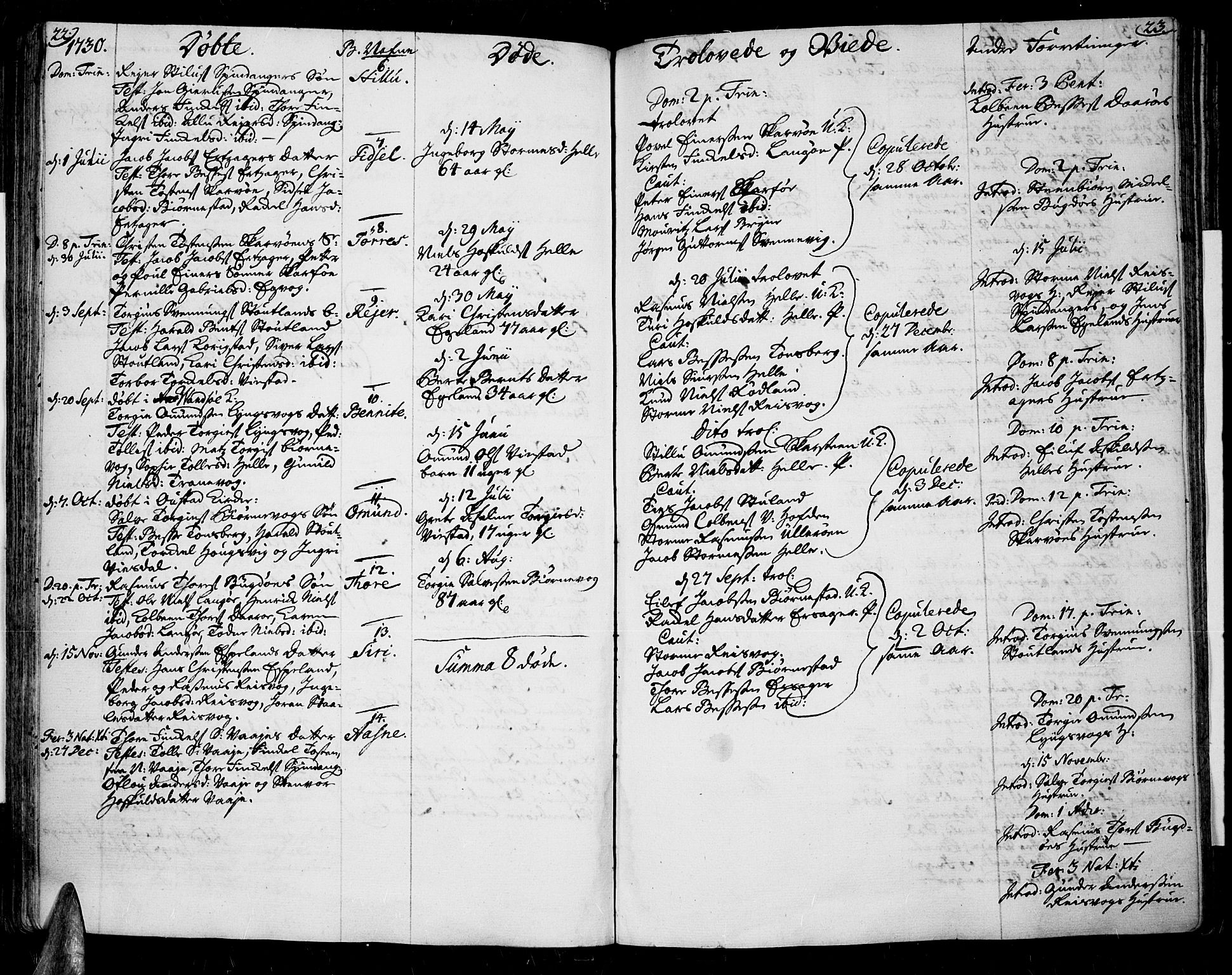 Lista sokneprestkontor, AV/SAK-1111-0027/F/Fa/L0002: Parish register (official) no. A 2 /3, 1726-1751, p. 22-23