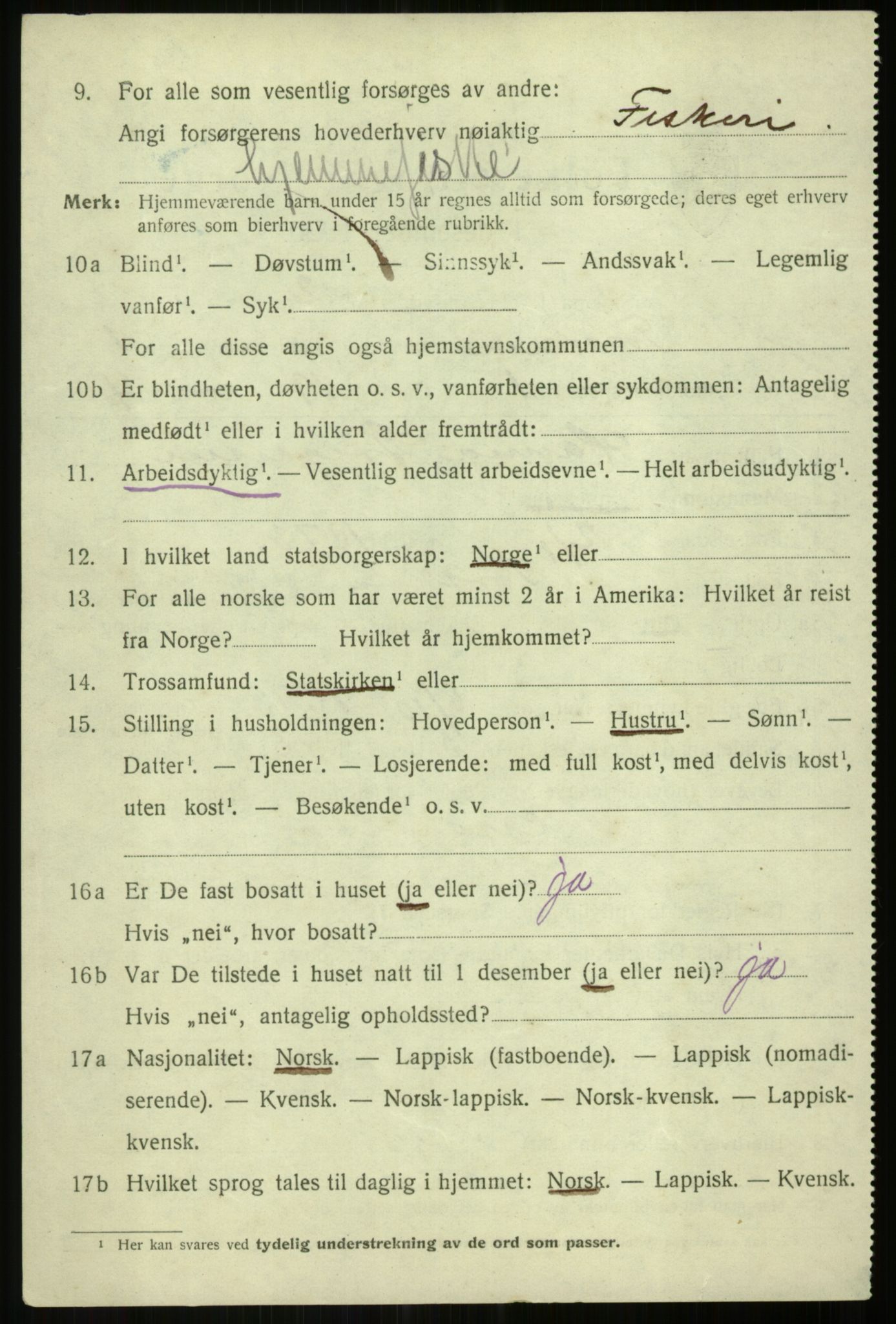 SATØ, 1920 census for Torsken, 1920, p. 551