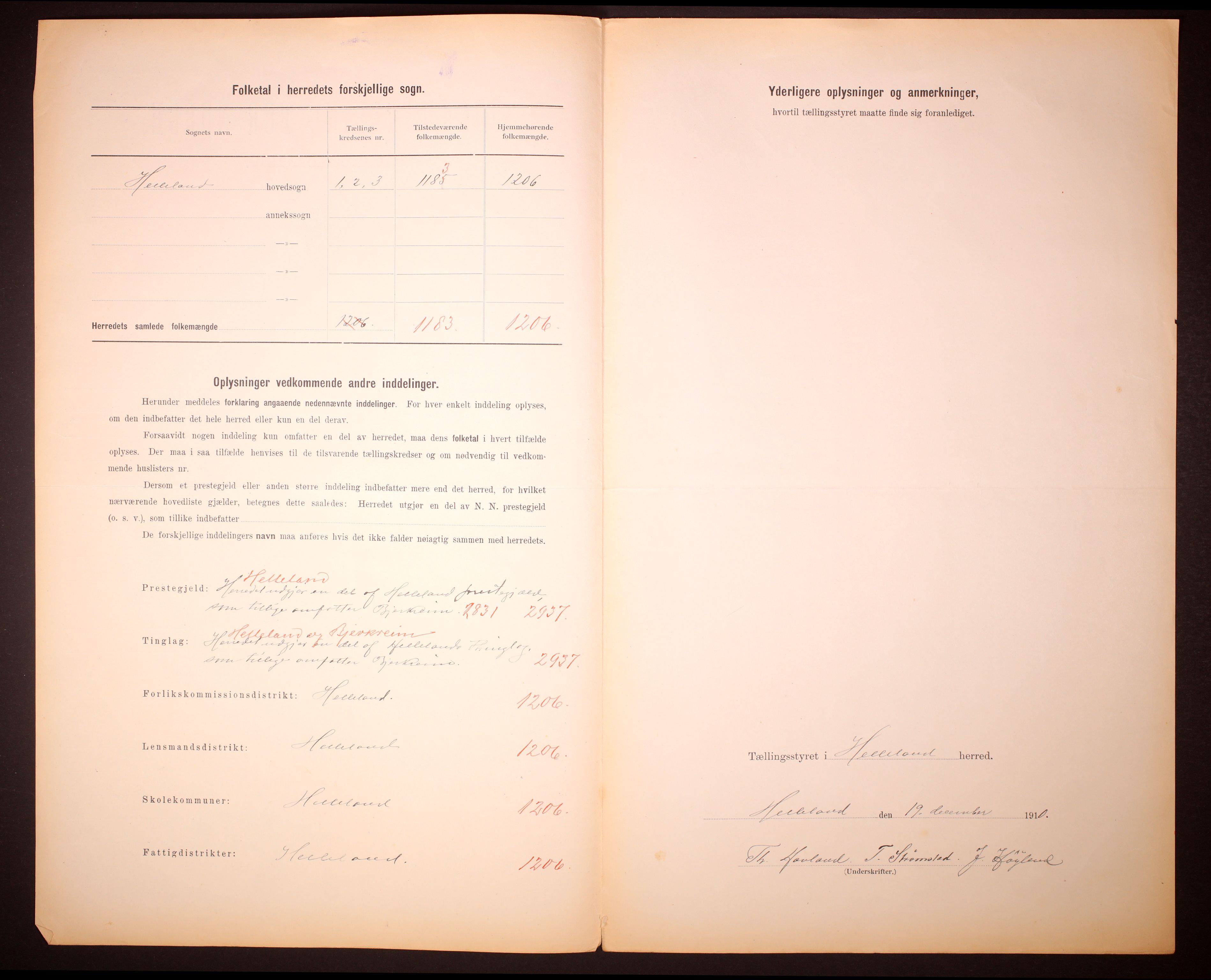 RA, 1910 census for Helleland, 1910, p. 3