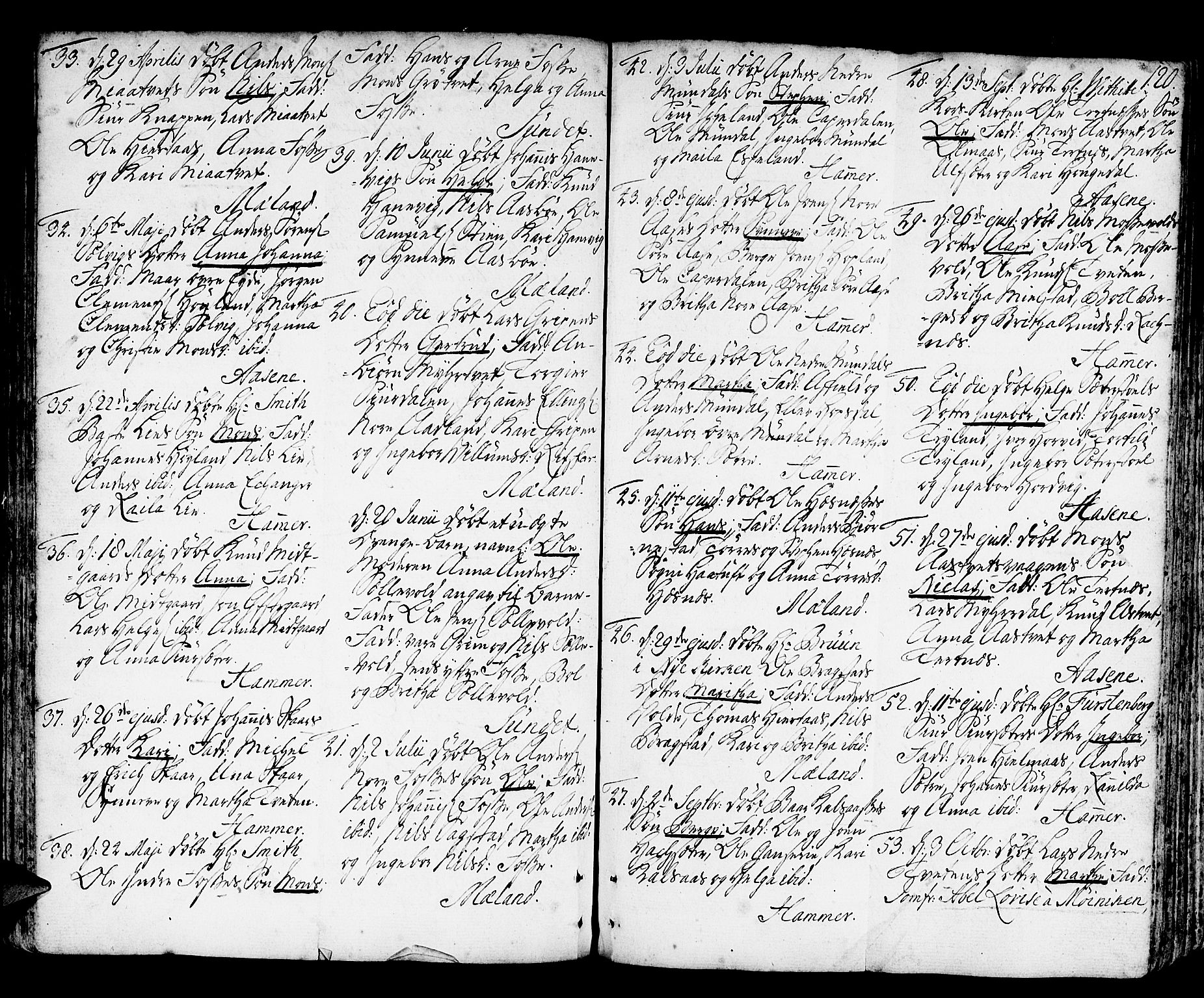 Hamre sokneprestembete, AV/SAB-A-75501/H/Ha/Haa/Haaa/L0007: Parish register (official) no. A 7, 1762-1777, p. 120