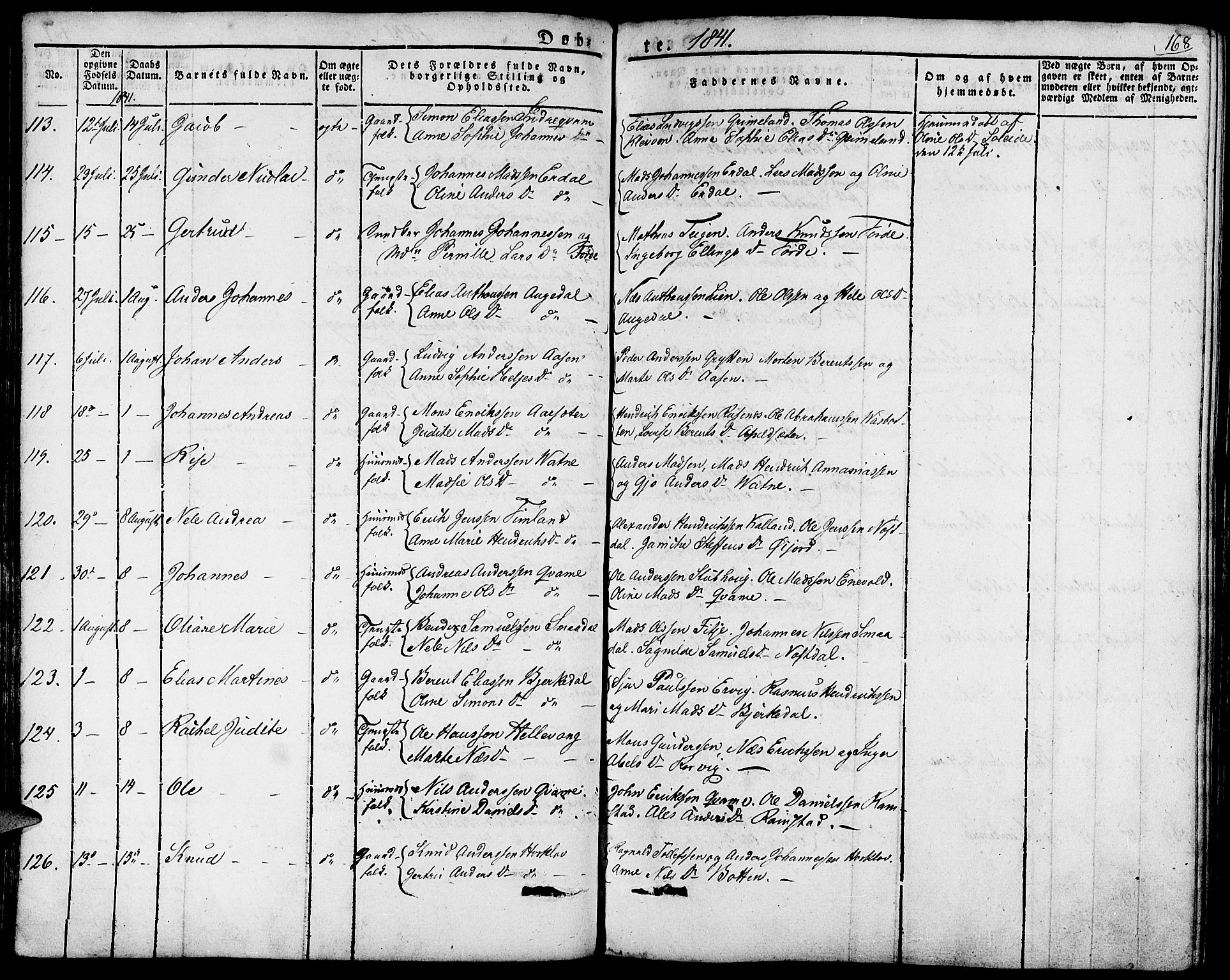 Førde sokneprestembete, AV/SAB-A-79901/H/Haa/Haaa/L0006: Parish register (official) no. A 6, 1821-1842, p. 168
