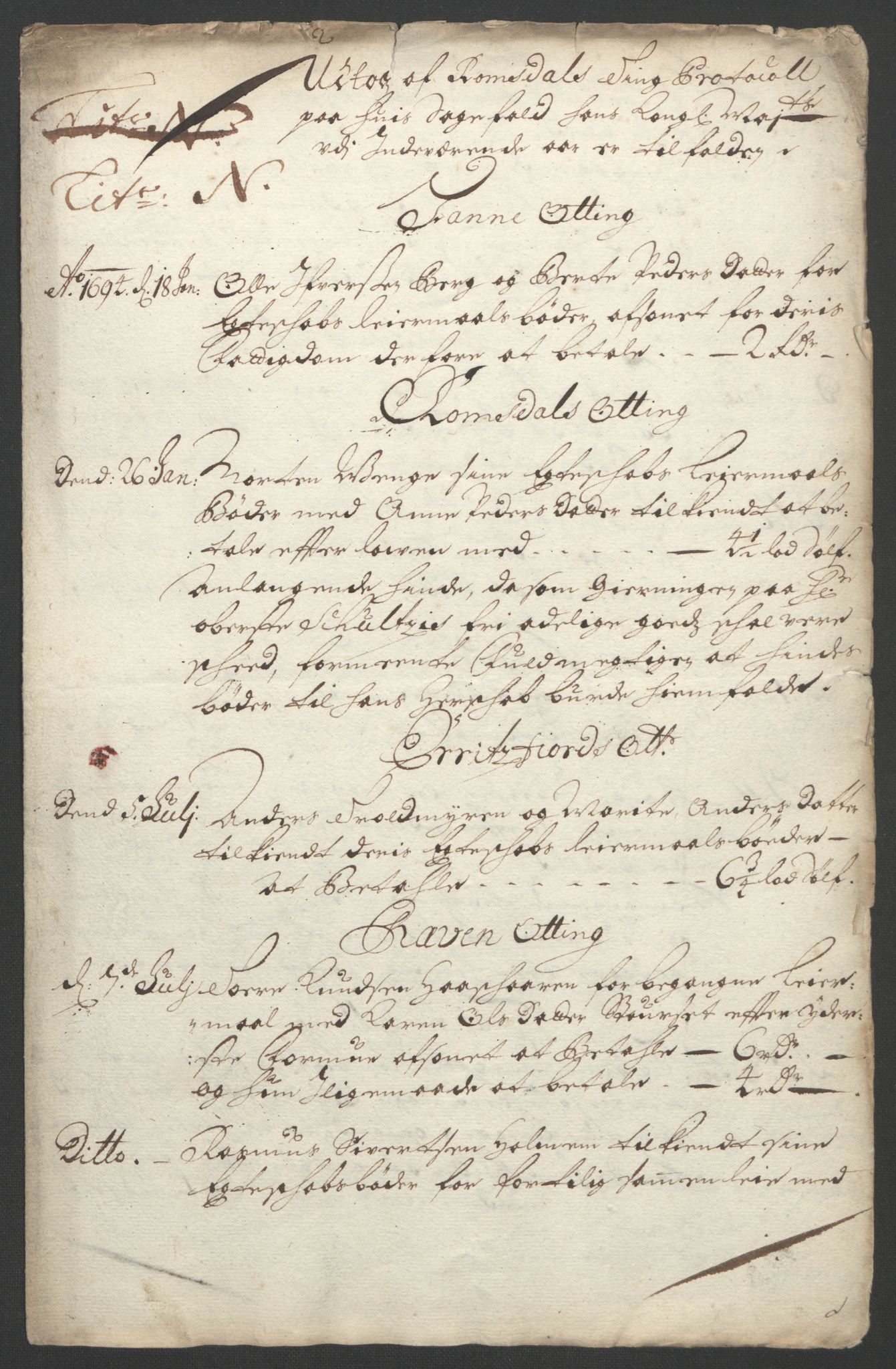 Rentekammeret inntil 1814, Reviderte regnskaper, Fogderegnskap, RA/EA-4092/R55/L3651: Fogderegnskap Romsdal, 1693-1694, p. 283