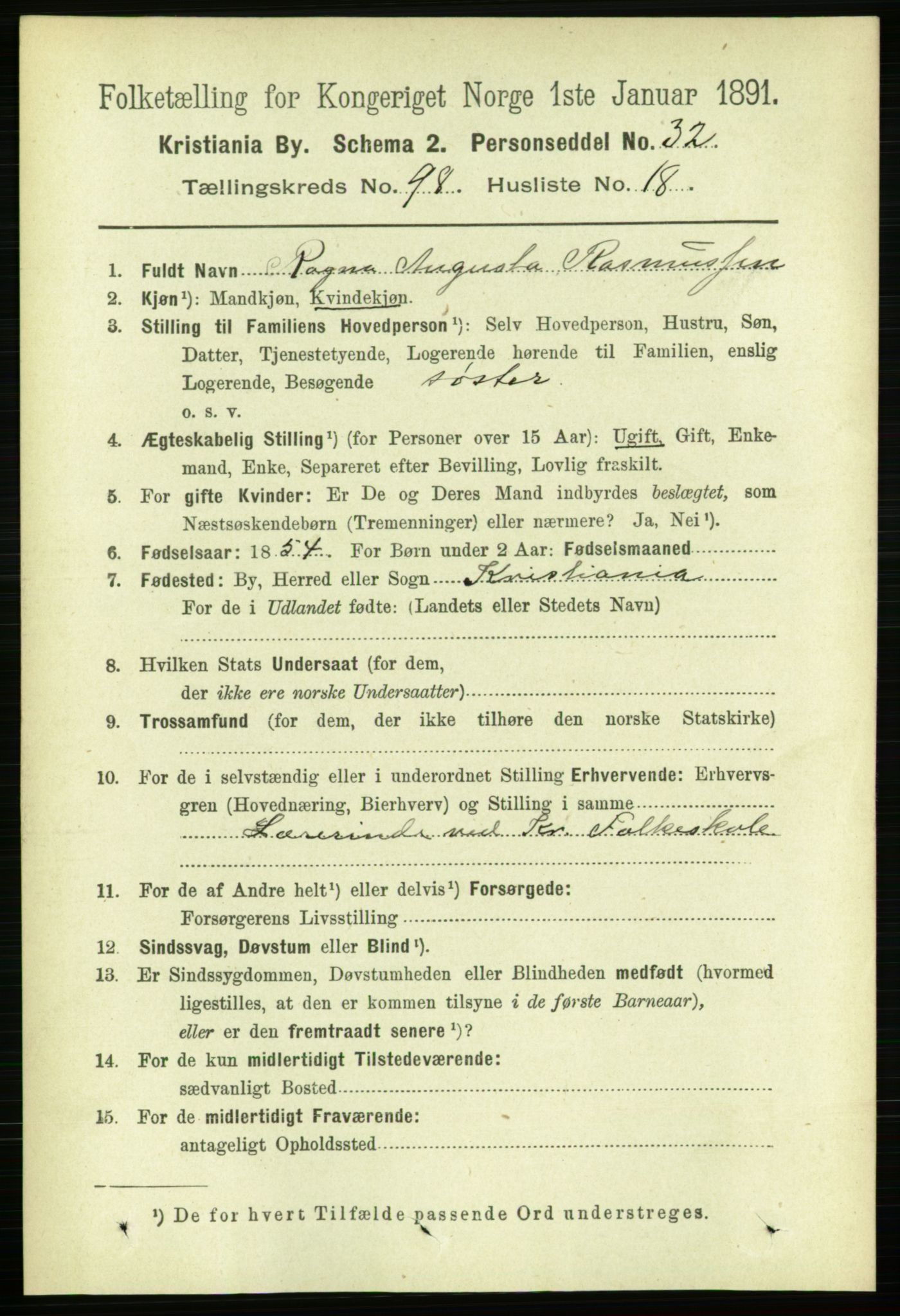 RA, 1891 census for 0301 Kristiania, 1891, p. 48264