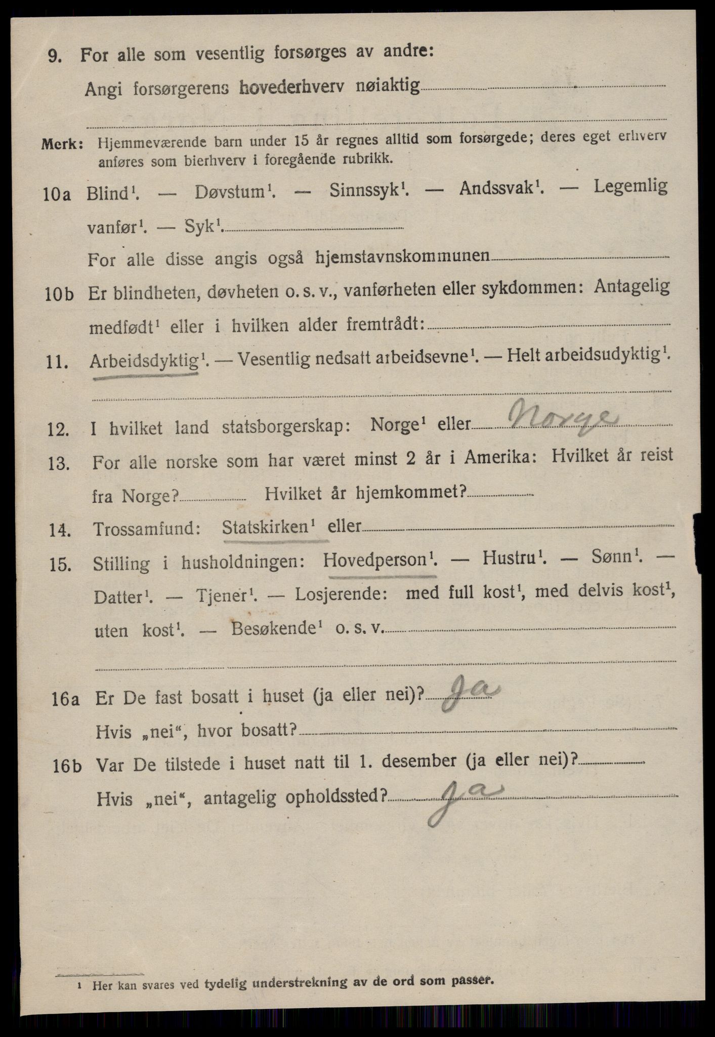 SAT, 1920 census for Stranda, 1920, p. 2422