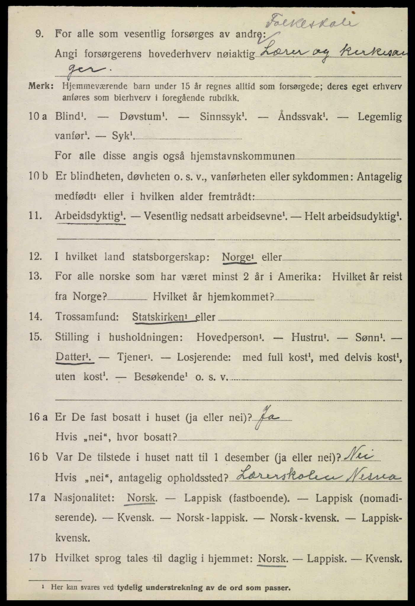 SAT, 1920 census for Lurøy, 1920, p. 3080