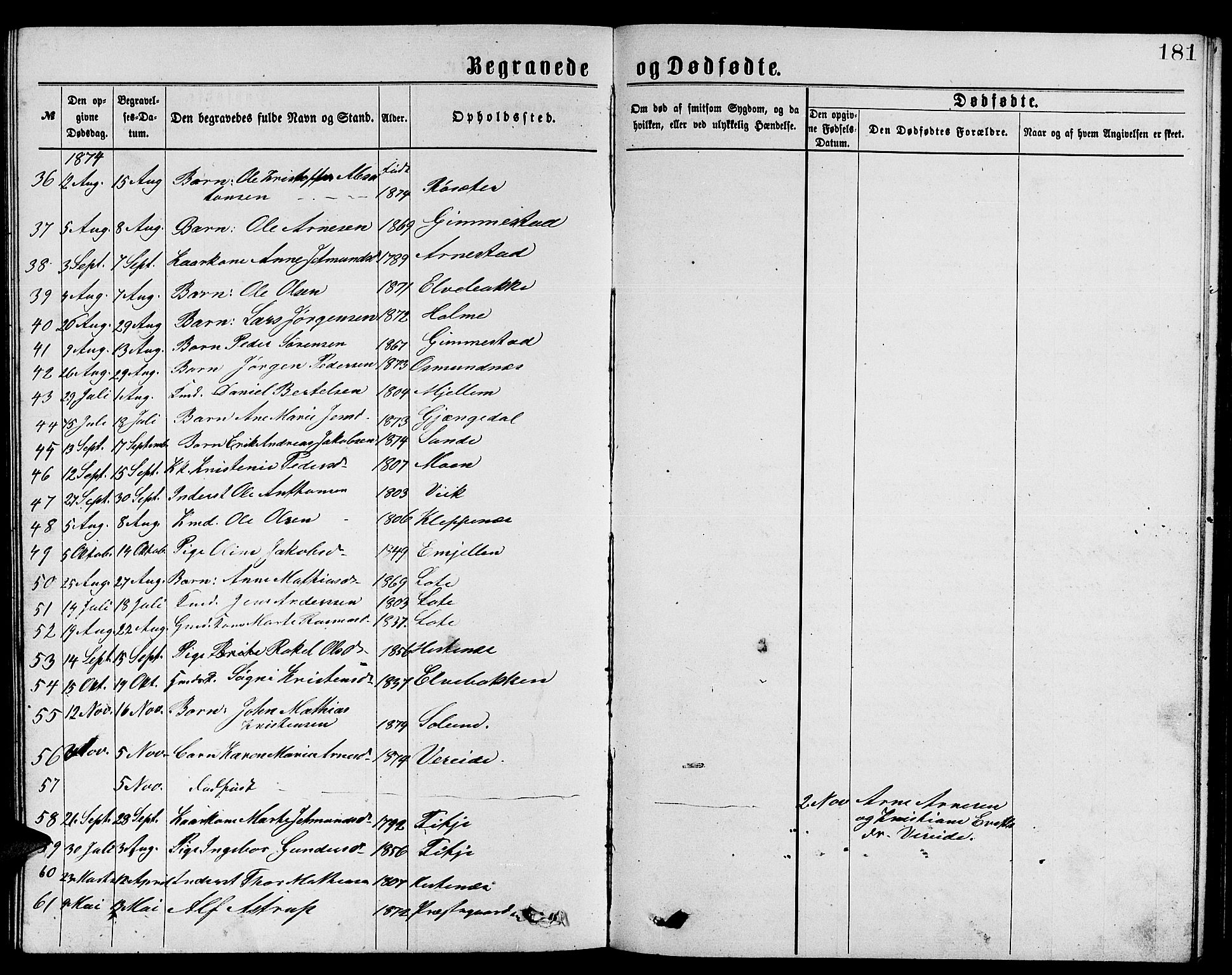 Gloppen sokneprestembete, SAB/A-80101/H/Hab/Habb/L0001: Parish register (copy) no. B 1, 1872-1888, p. 181
