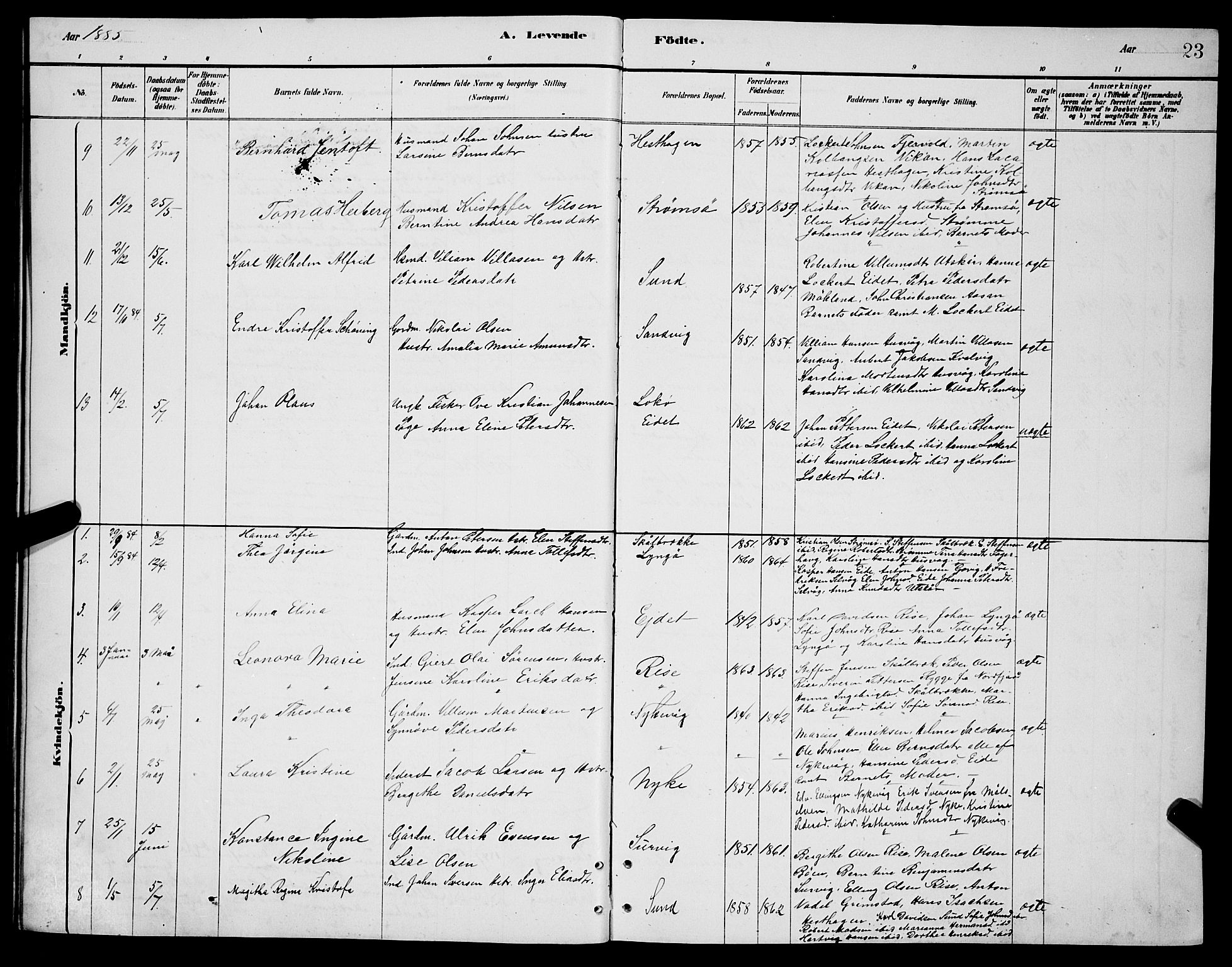 Ministerialprotokoller, klokkerbøker og fødselsregistre - Nordland, AV/SAT-A-1459/892/L1325: Parish register (copy) no. 892C02, 1878-1896, p. 23