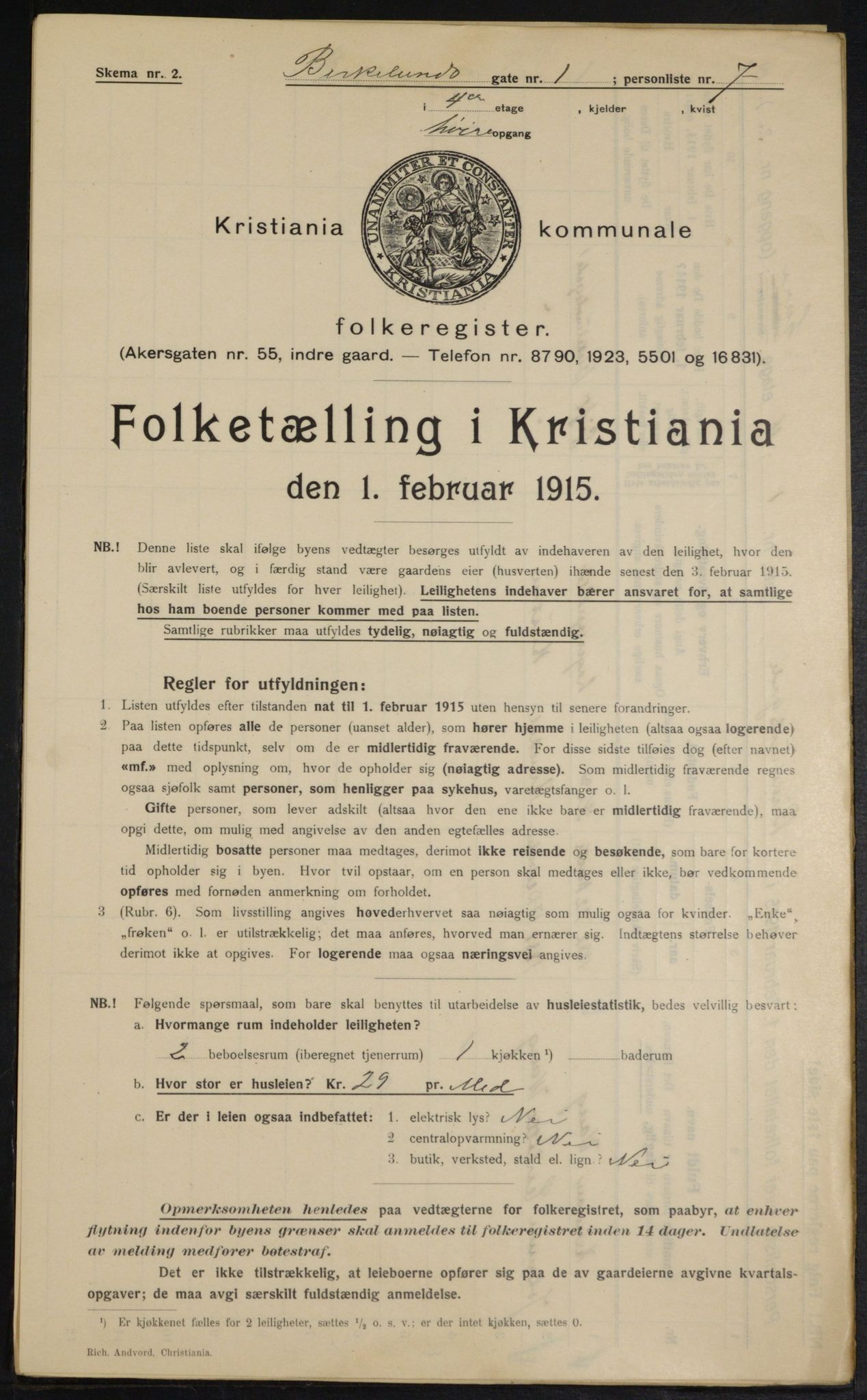 OBA, Municipal Census 1915 for Kristiania, 1915, p. 5061