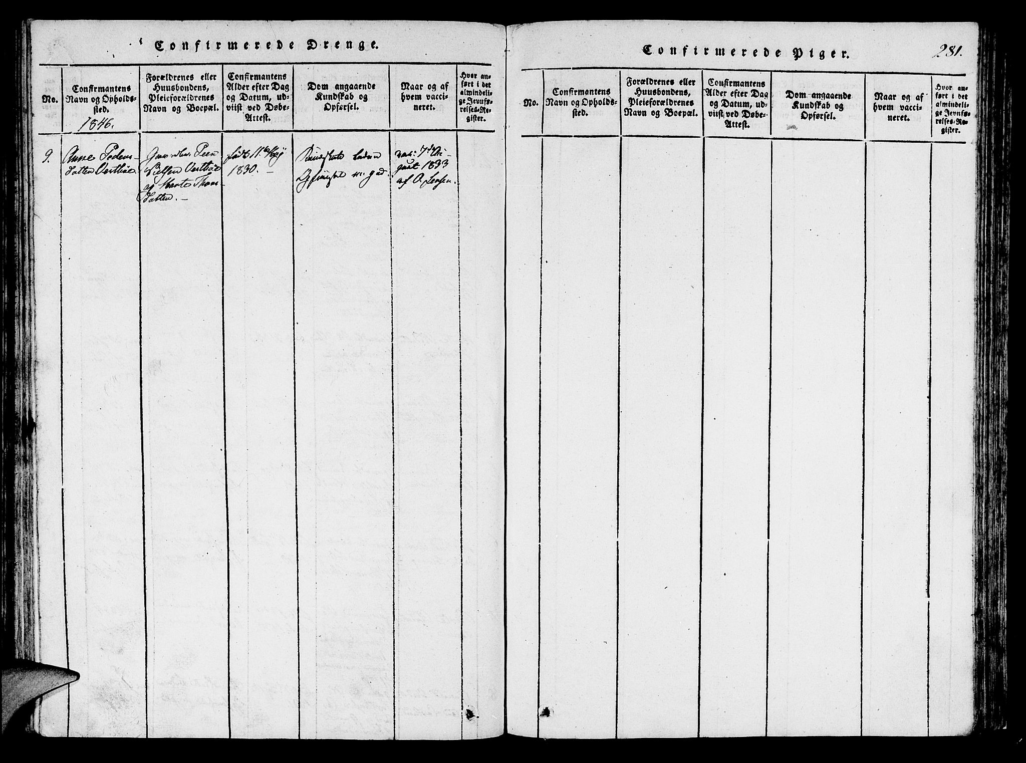 Finnøy sokneprestkontor, AV/SAST-A-101825/H/Ha/Haa/L0006: Parish register (official) no. A 6, 1816-1846, p. 281