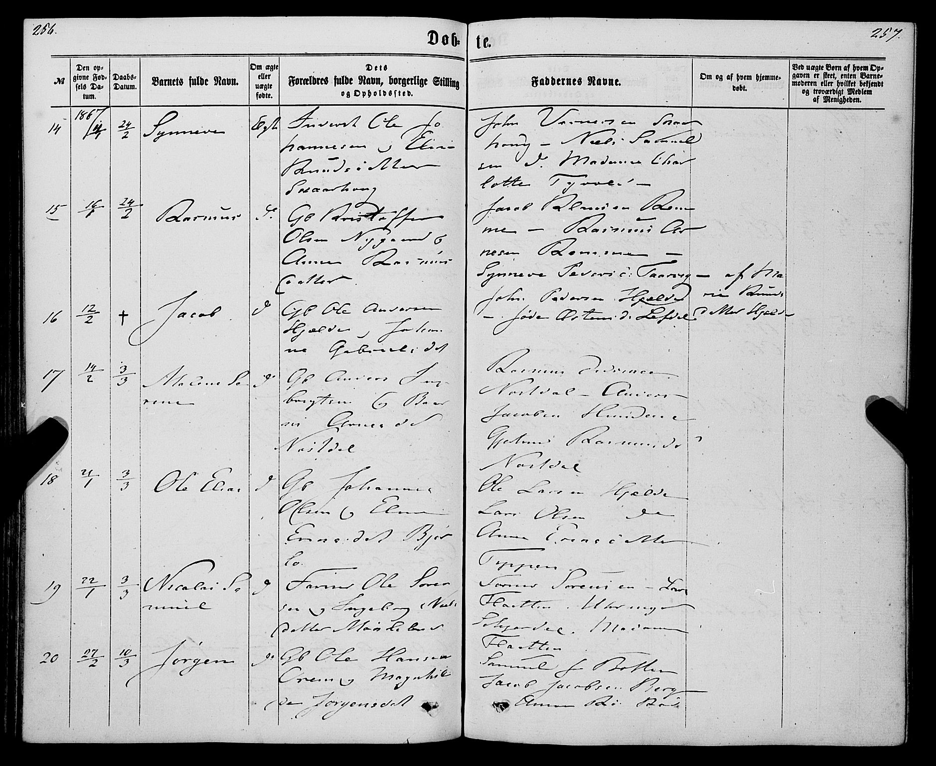 Eid sokneprestembete, AV/SAB-A-82301/H/Haa/Haaa/L0009: Parish register (official) no. A 9, 1861-1868, p. 256-257