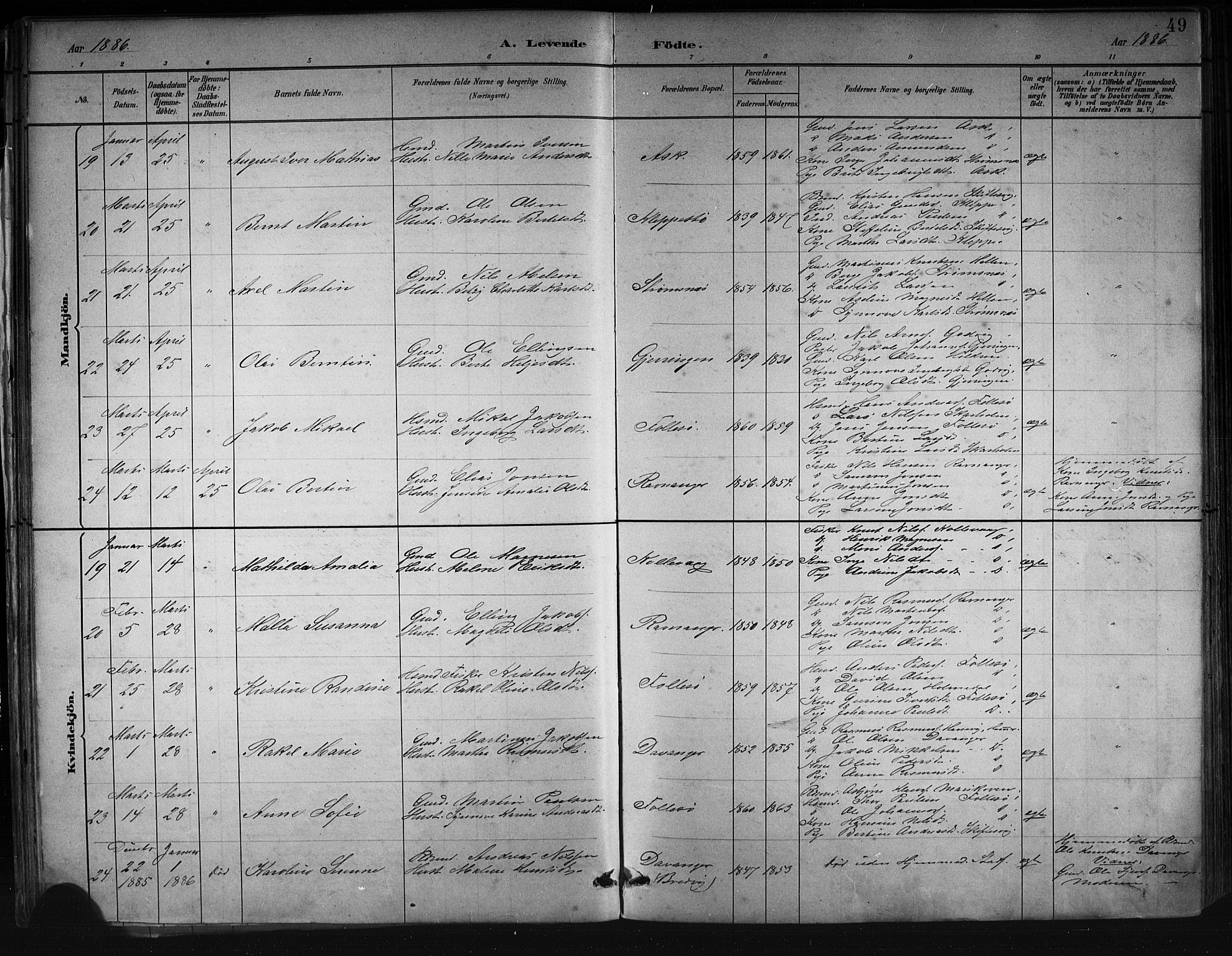 Askøy Sokneprestembete, SAB/A-74101/H/Ha/Hab/Haba/L0008: Parish register (copy) no. A 8, 1882-1893, p. 49