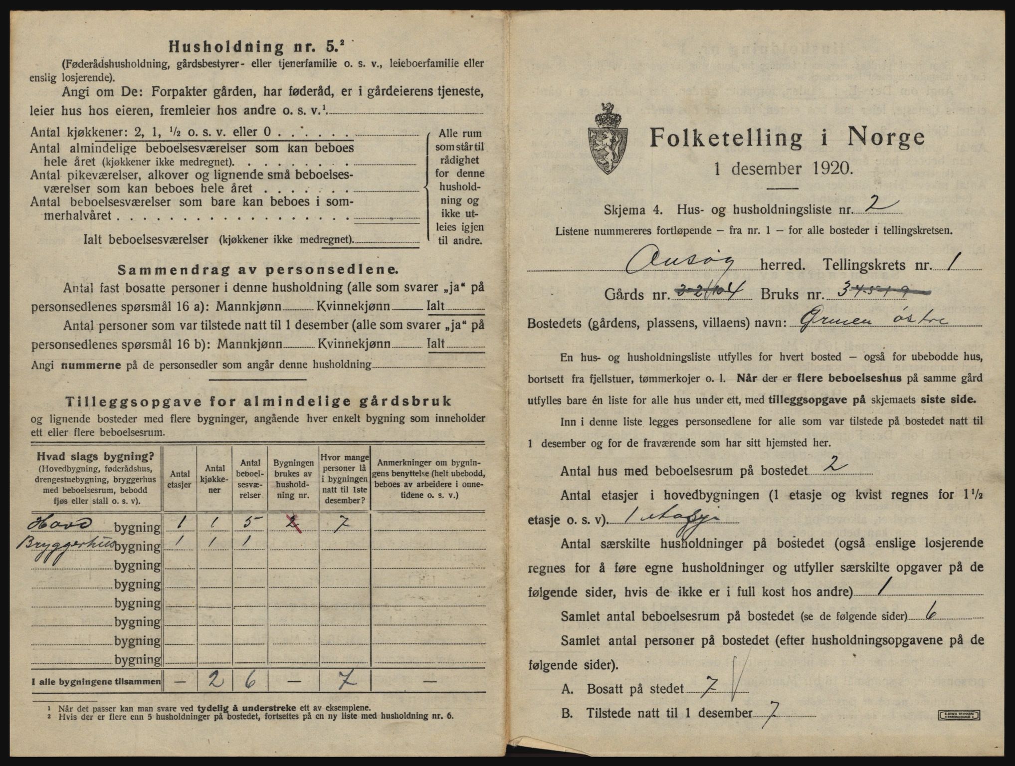 SAO, 1920 census for Onsøy, 1920, p. 72