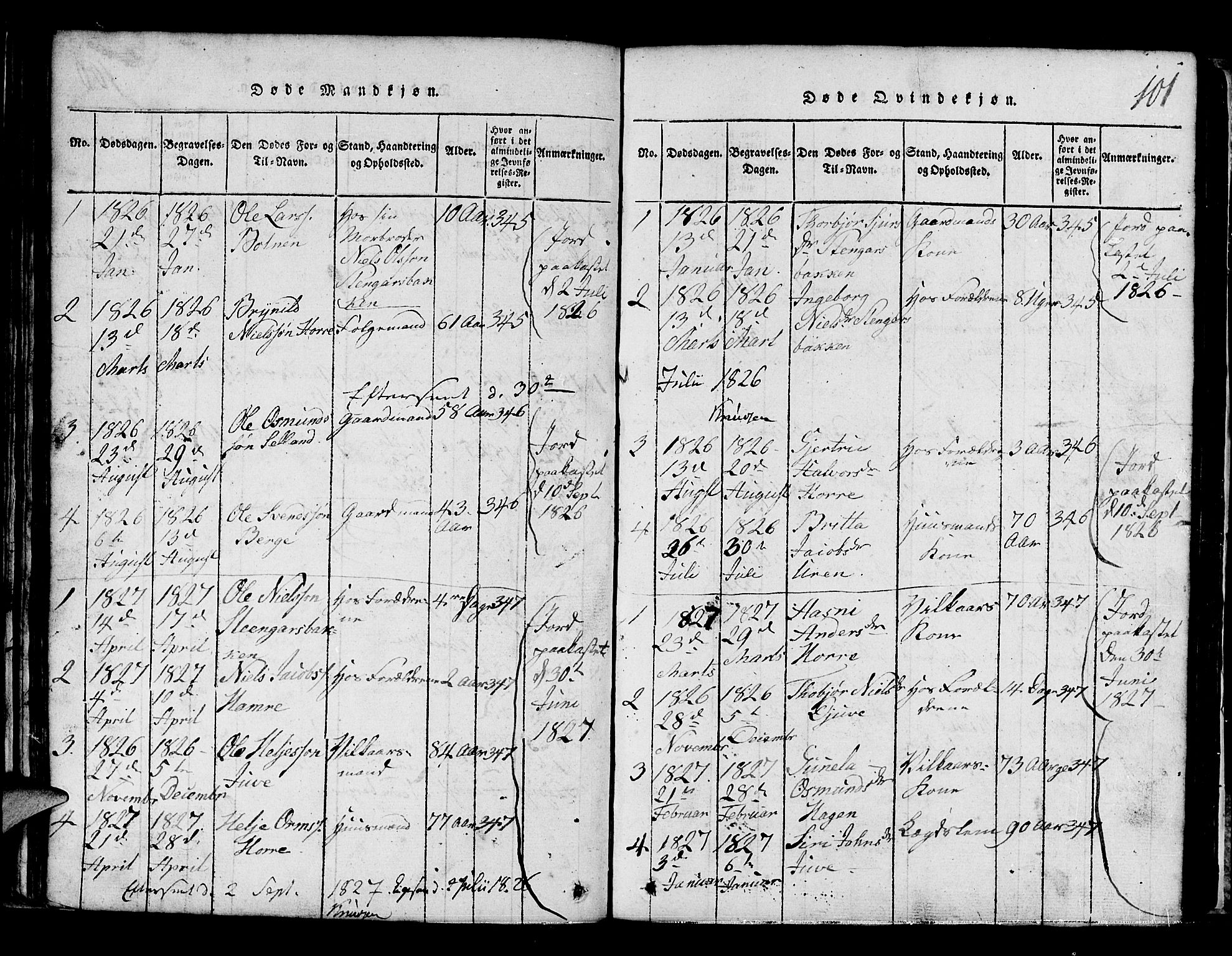 Røldal sokneprestembete, SAB/A-100247: Parish register (copy) no. A 1, 1817-1860, p. 101