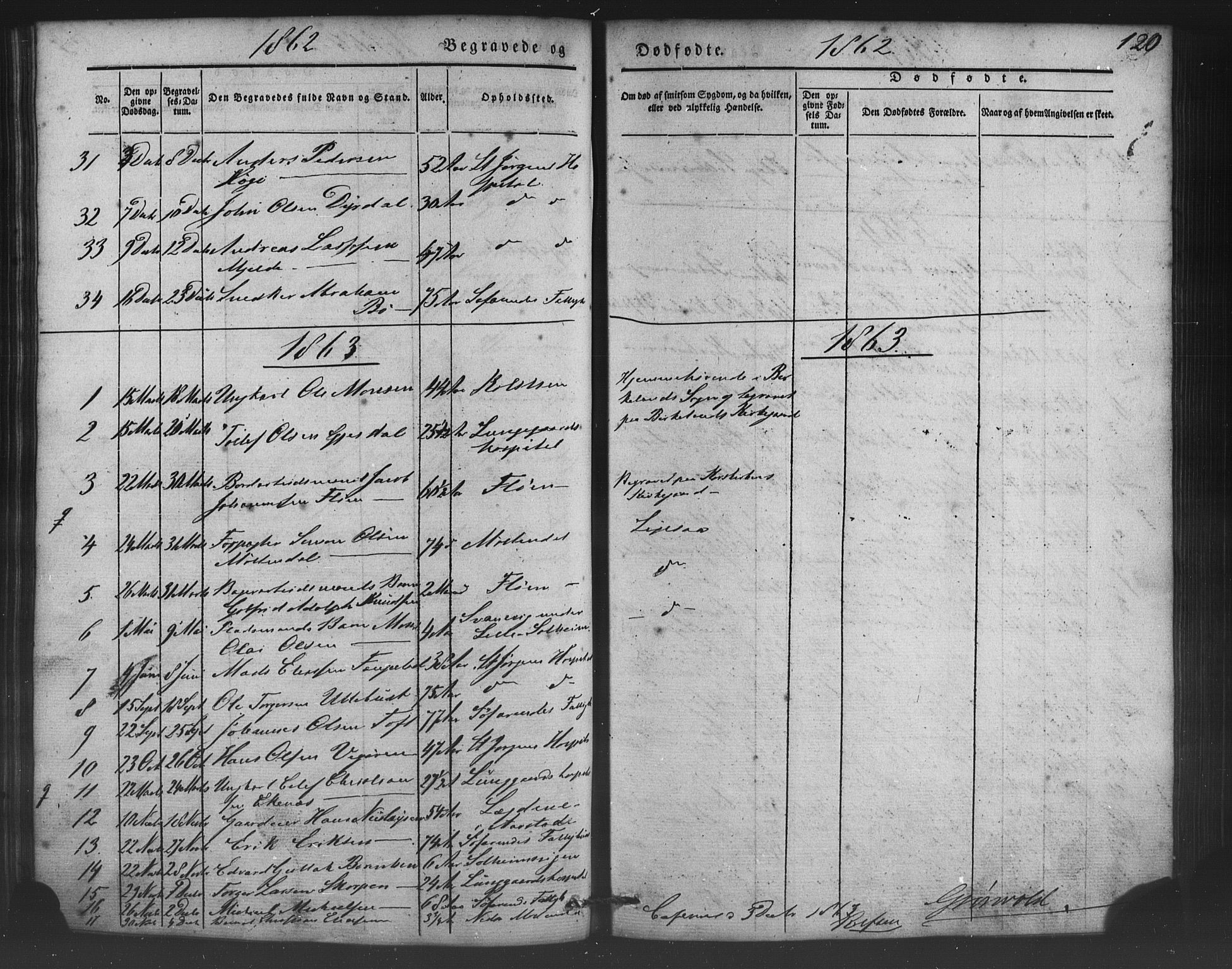 St. Jørgens hospital og Årstad sokneprestembete, AV/SAB-A-99934: Parish register (copy) no. A 5, 1844-1871, p. 120