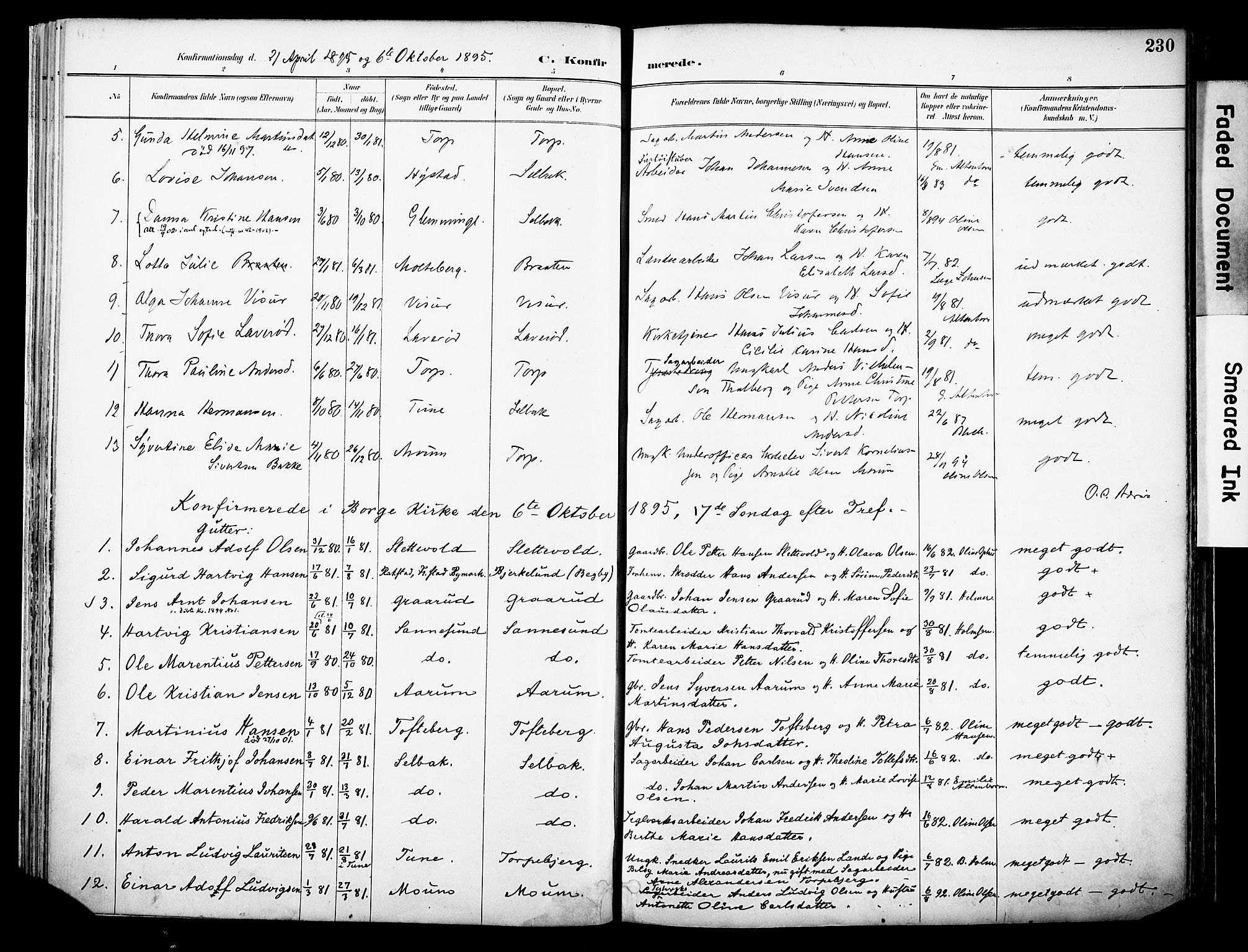 Borge prestekontor Kirkebøker, AV/SAO-A-10903/F/Fa/L0008: Parish register (official) no. I 8B, 1887-1902, p. 230