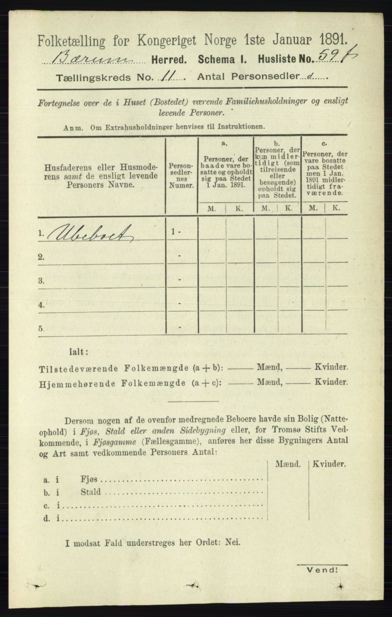 RA, 1891 census for 0219 Bærum, 1891, p. 7179