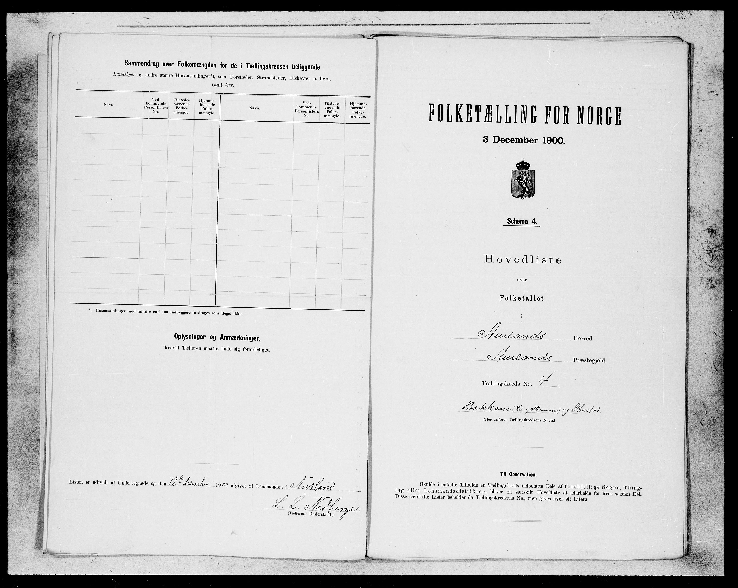 SAB, 1900 census for Aurland, 1900, p. 7