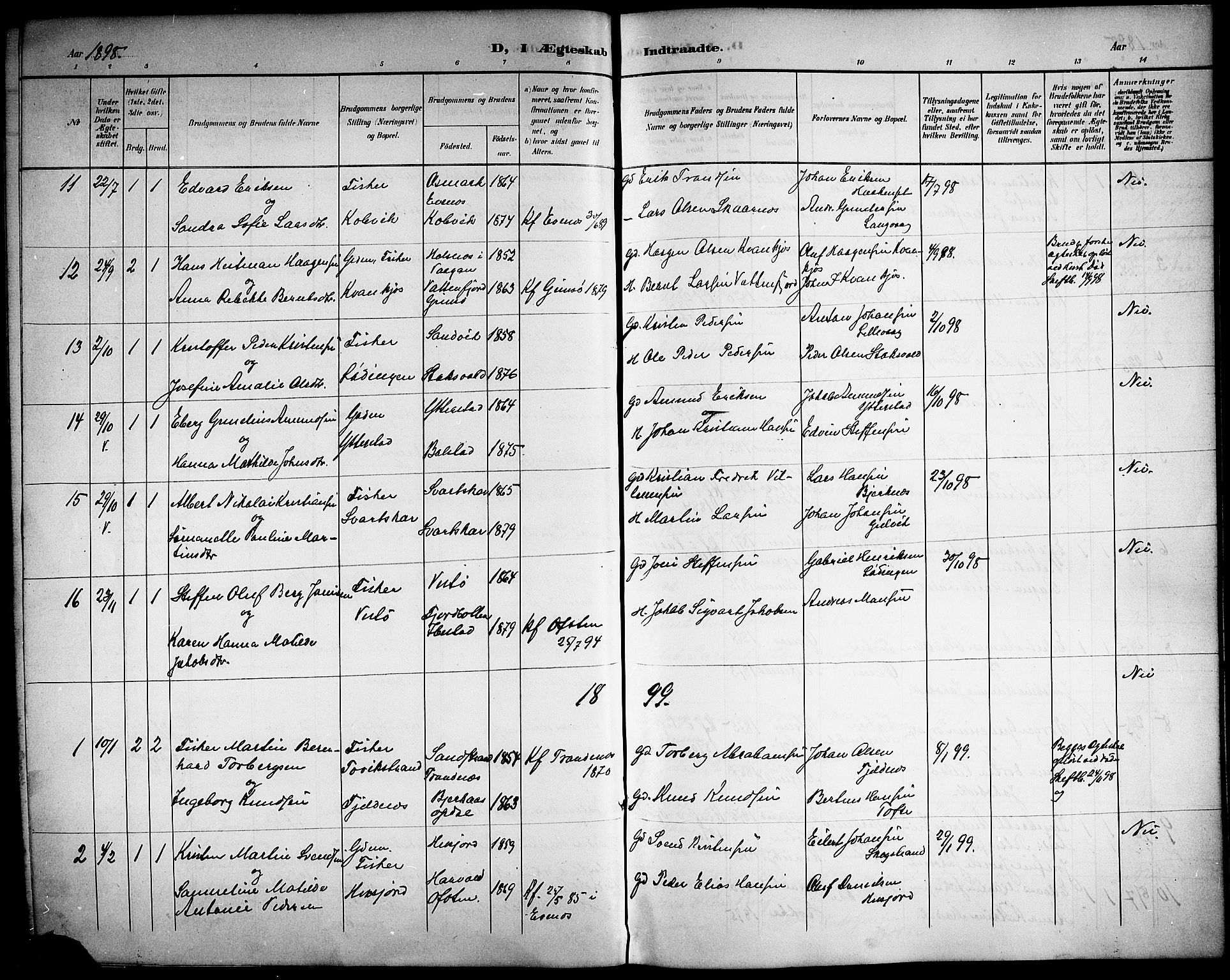 Ministerialprotokoller, klokkerbøker og fødselsregistre - Nordland, AV/SAT-A-1459/872/L1048: Parish register (copy) no. 872C04, 1898-1919