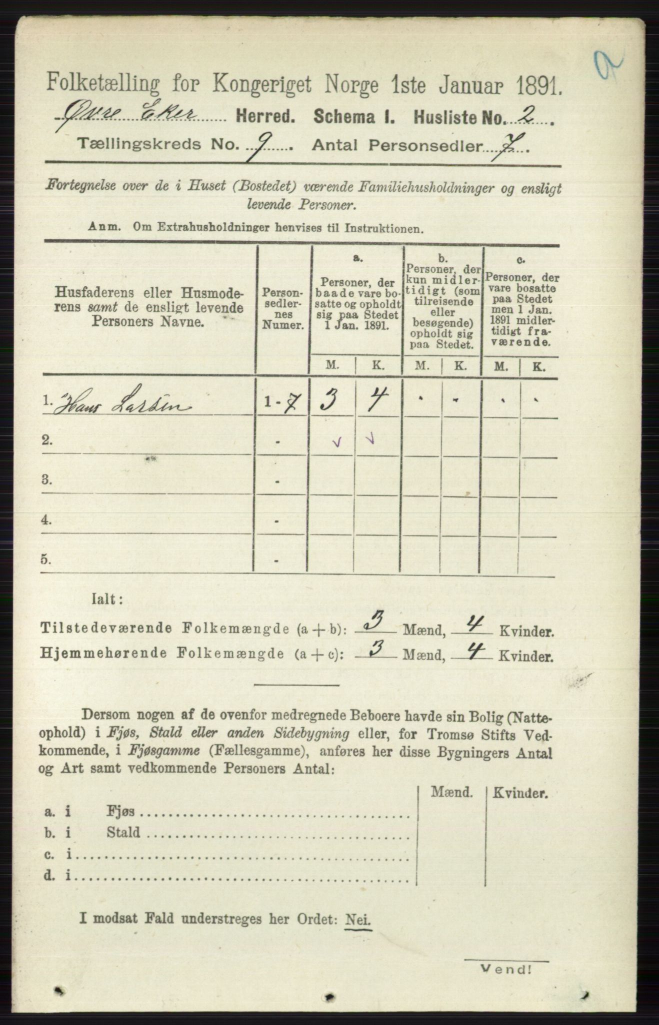 RA, 1891 census for 0624 Øvre Eiker, 1891, p. 3579