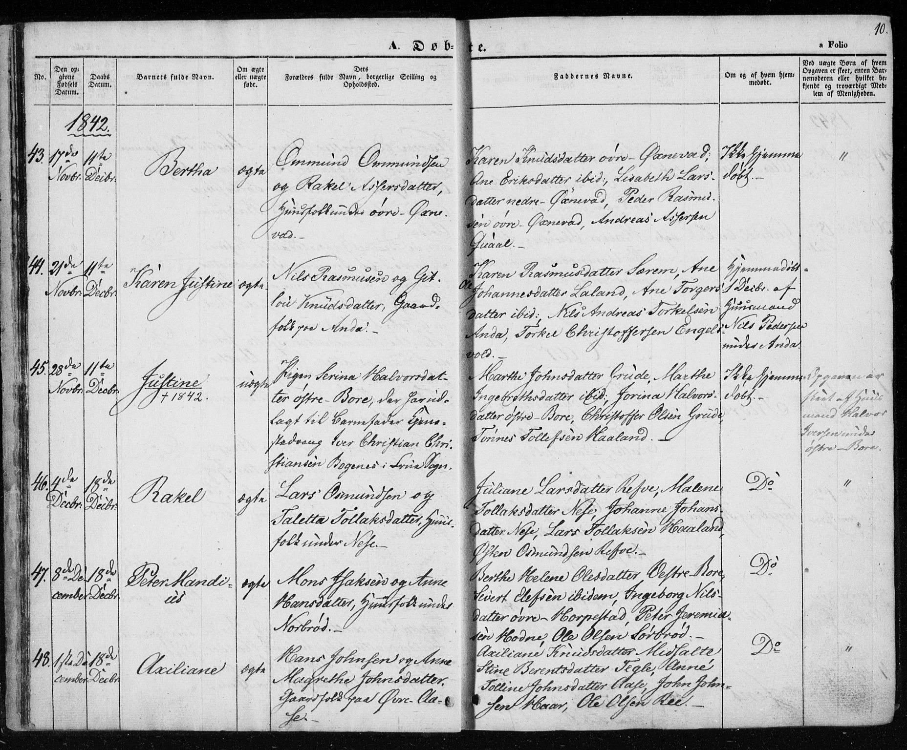 Klepp sokneprestkontor, SAST/A-101803/001/3/30BA/L0004: Parish register (official) no. A 4, 1842-1852, p. 10