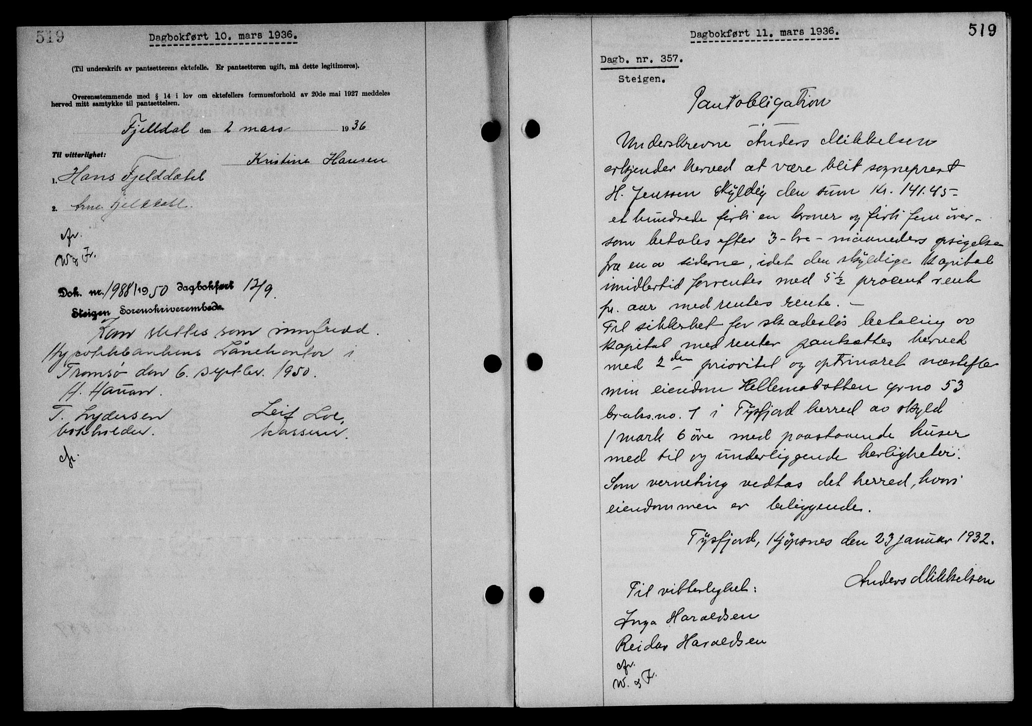 Steigen og Ofoten sorenskriveri, SAT/A-0030/1/2/2C/L0026: Mortgage book no. 30, 1935-1936, Deed date: 11.03.1936