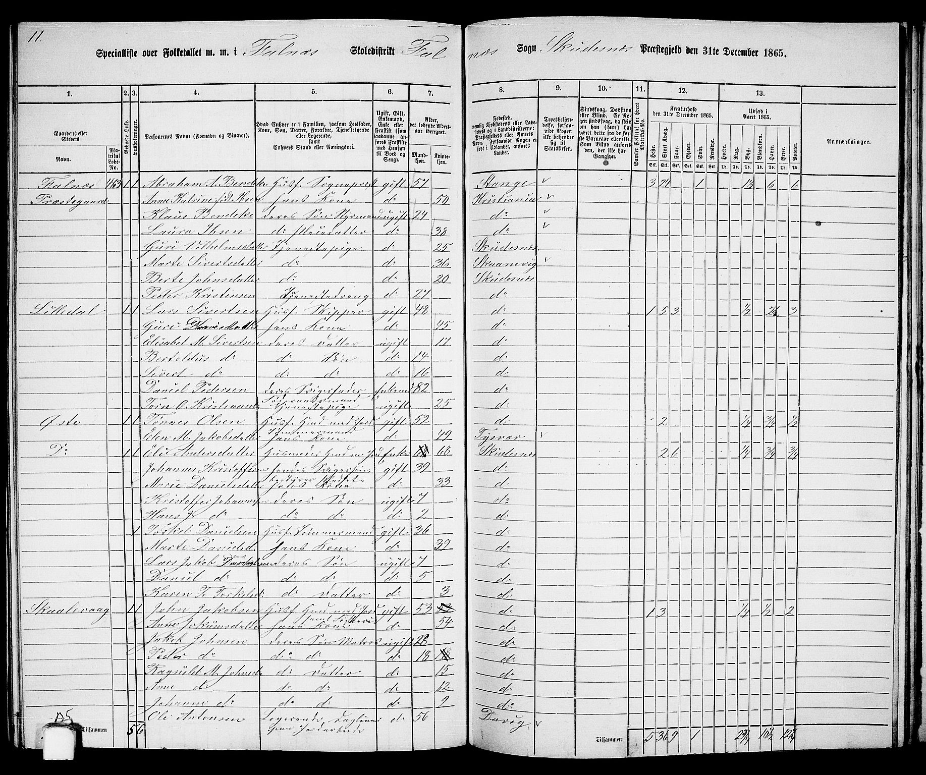 RA, 1865 census for Skudenes, 1865, p. 177