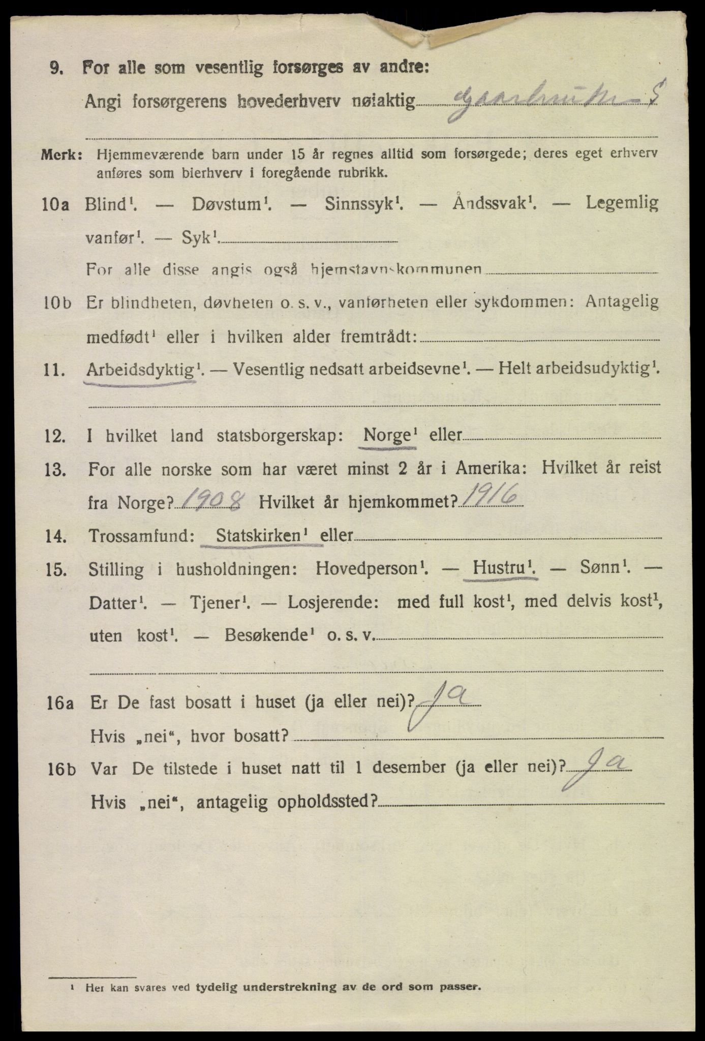 SAK, 1920 census for Herad, 1920, p. 457