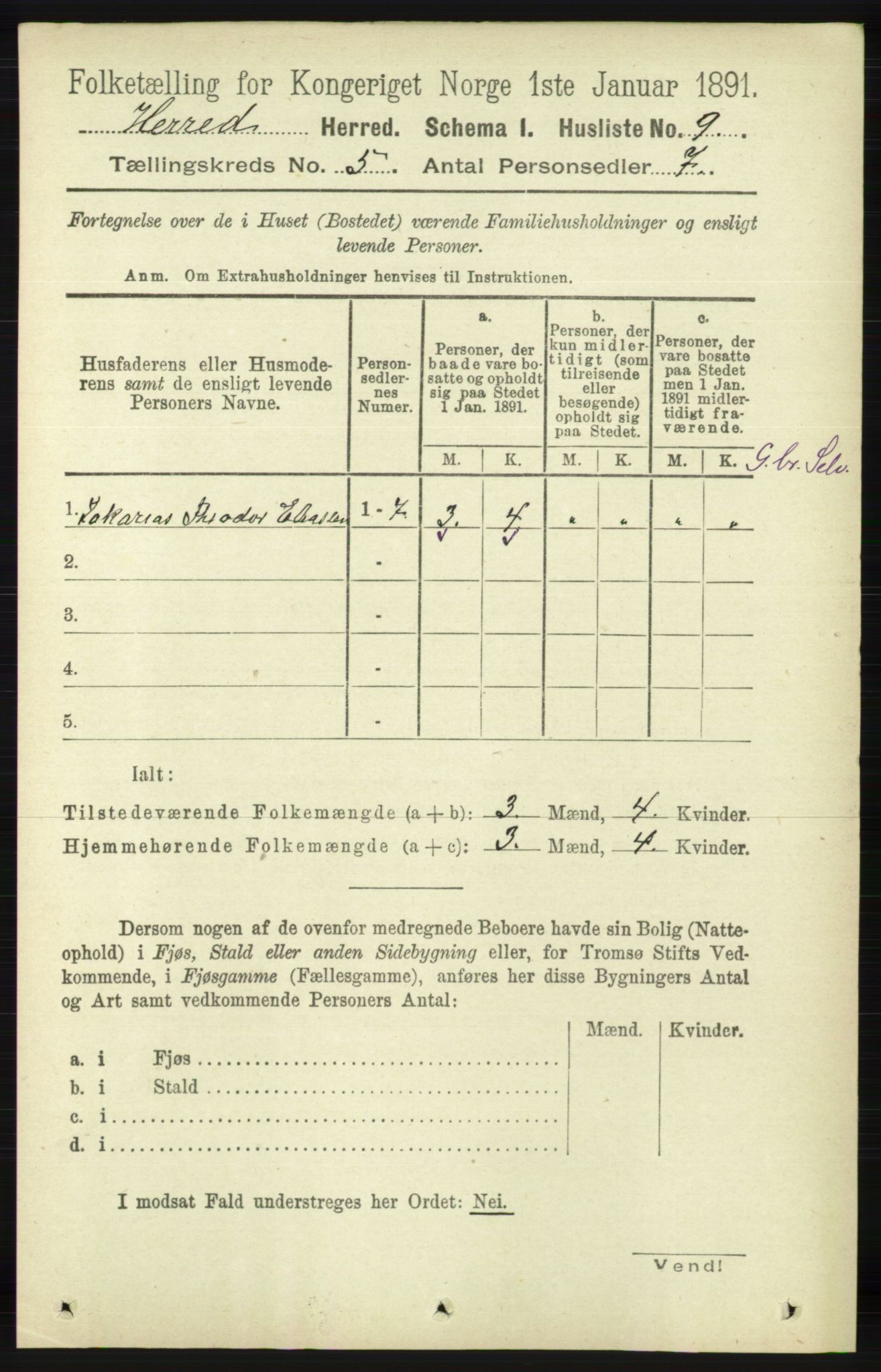 RA, 1891 census for 1039 Herad, 1891, p. 1735