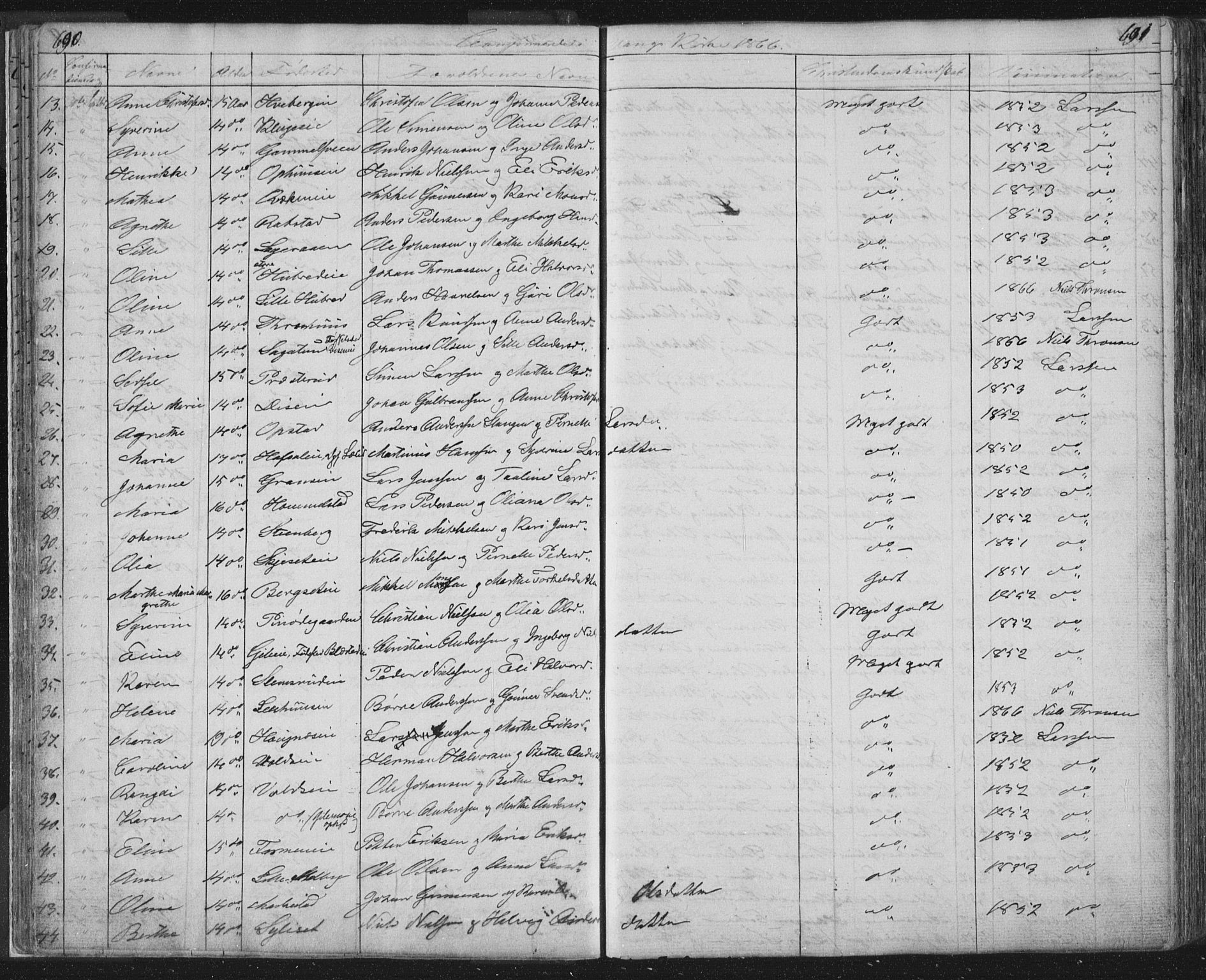 Vang prestekontor, Hedmark, AV/SAH-PREST-008/H/Ha/Hab/L0010B: Parish register (copy) no. 10b, 1854-1896, p. 690-691