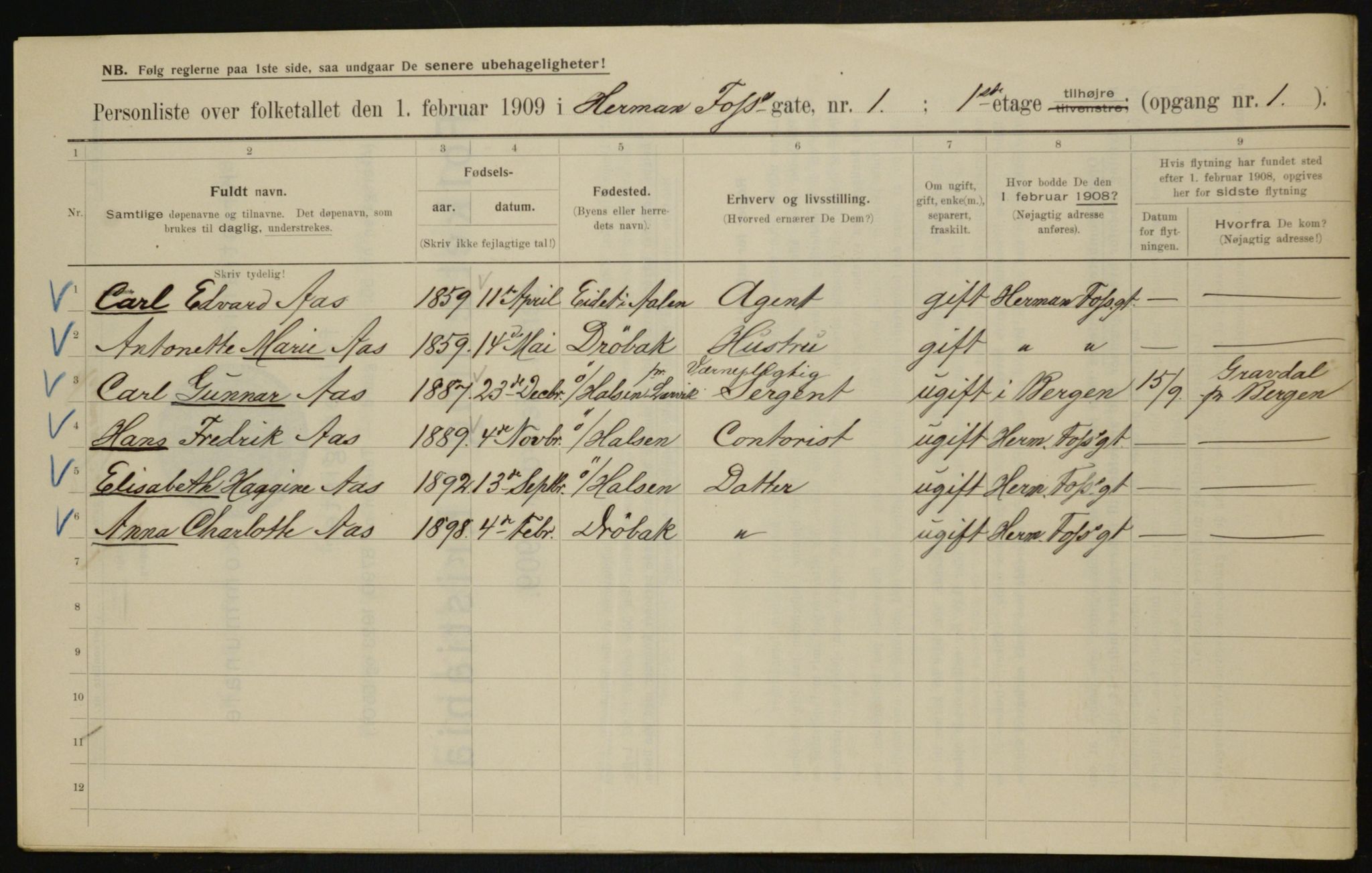 OBA, Municipal Census 1909 for Kristiania, 1909, p. 34977