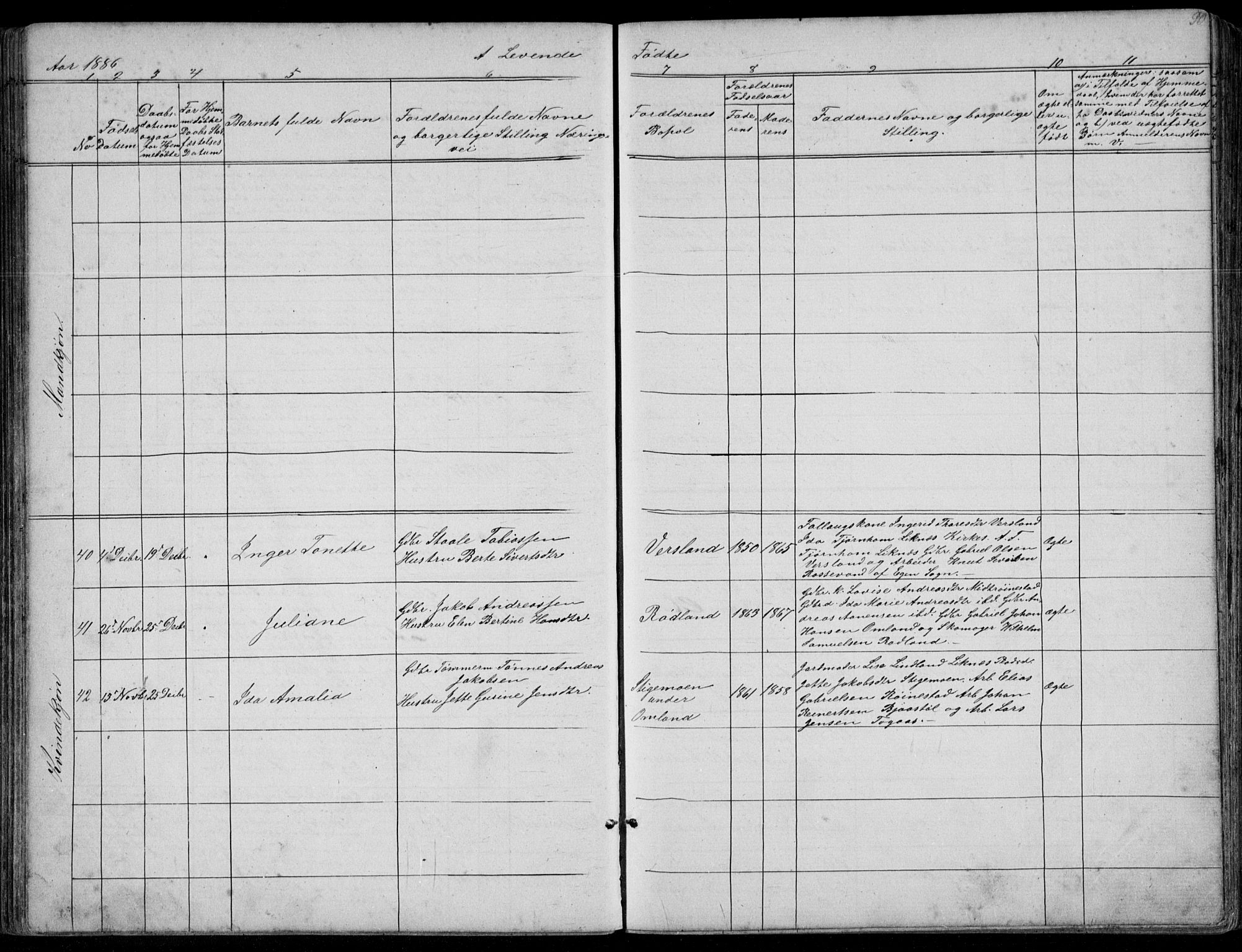 Kvinesdal sokneprestkontor, AV/SAK-1111-0026/F/Fb/Fbb/L0002: Parish register (copy) no. B 2, 1873-1897, p. 90