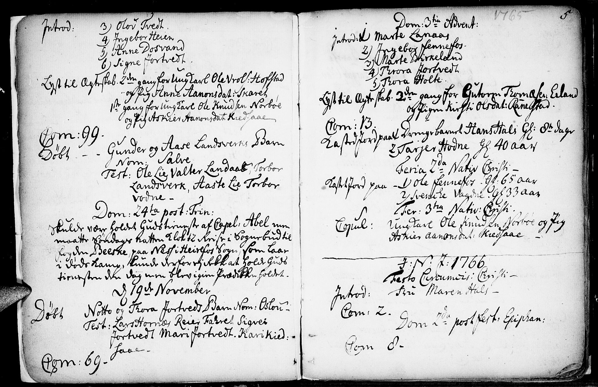 Evje sokneprestkontor, SAK/1111-0008/F/Fa/Fab/L0002: Parish register (official) no. A 2, 1765-1816, p. 5