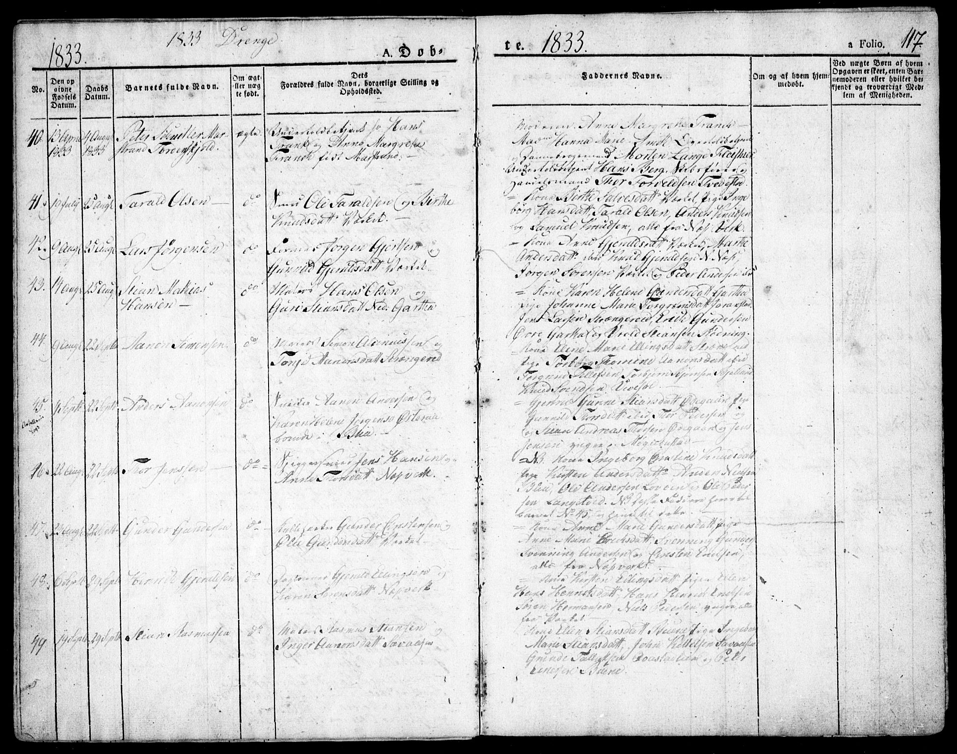 Holt sokneprestkontor, AV/SAK-1111-0021/F/Fa/L0006: Parish register (official) no. A 6, 1820-1835, p. 117