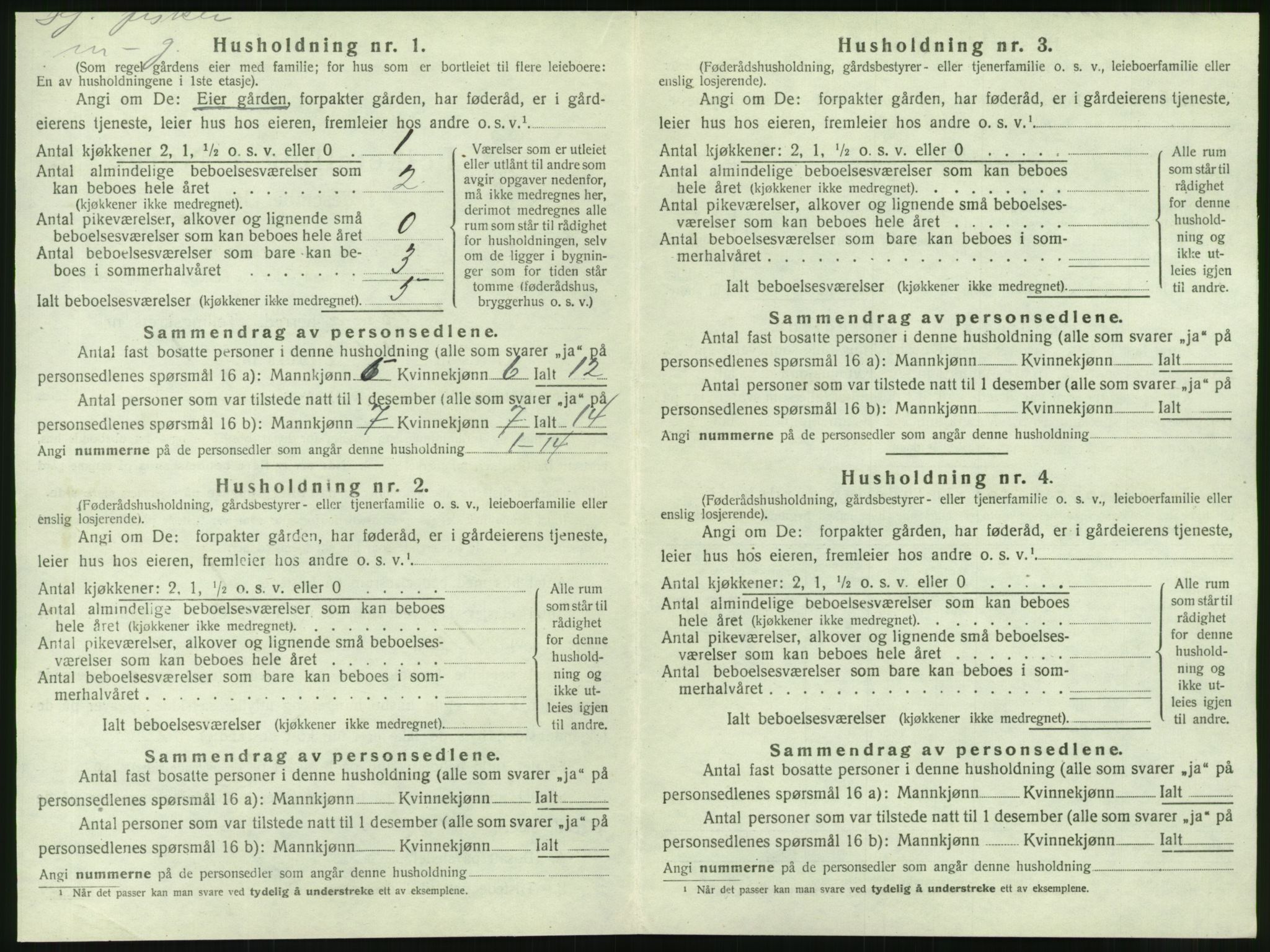 SAT, 1920 census for Nesna, 1920, p. 640