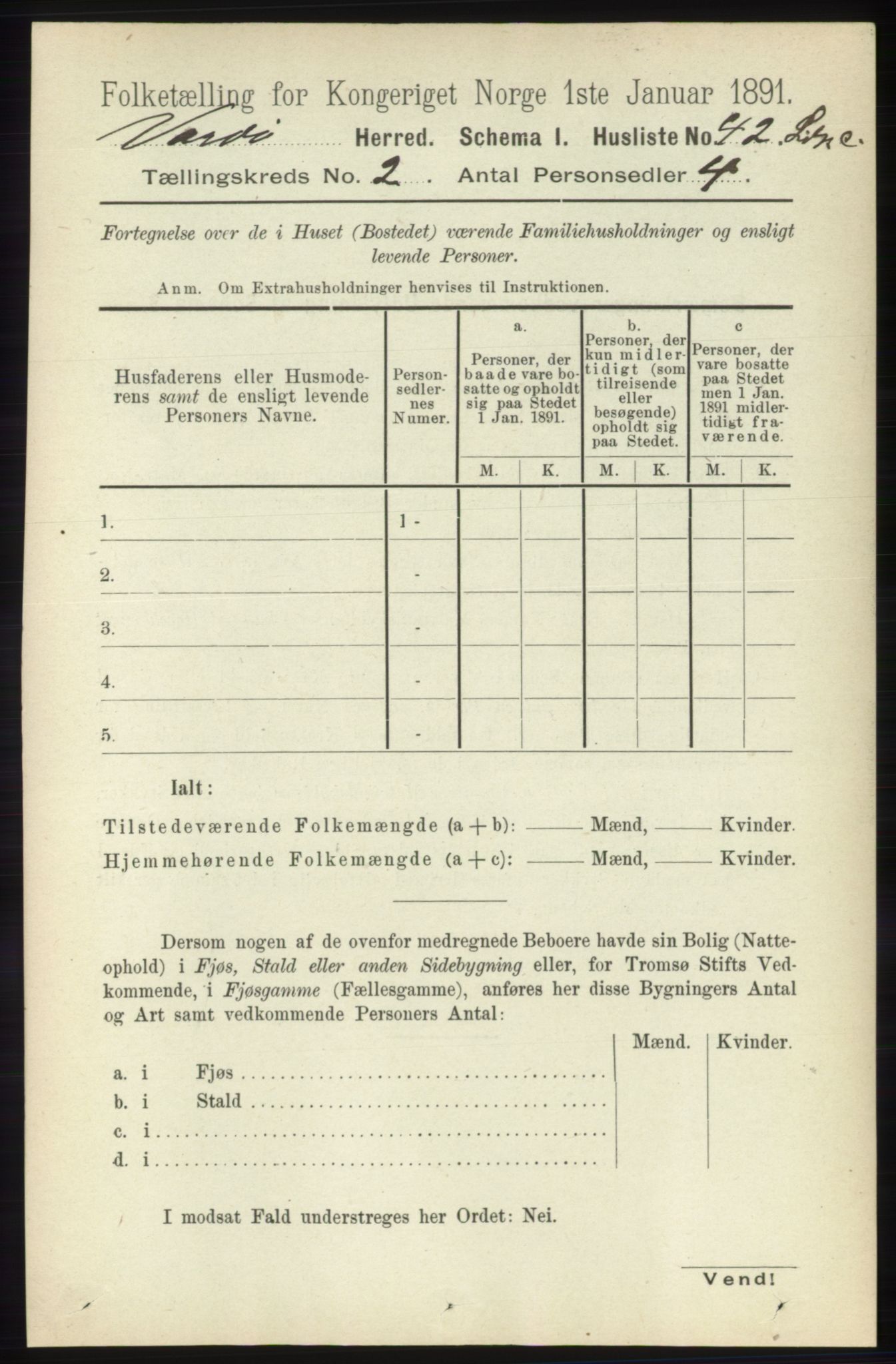 RA, 1891 census for 2028 Vardø, 1891, p. 257