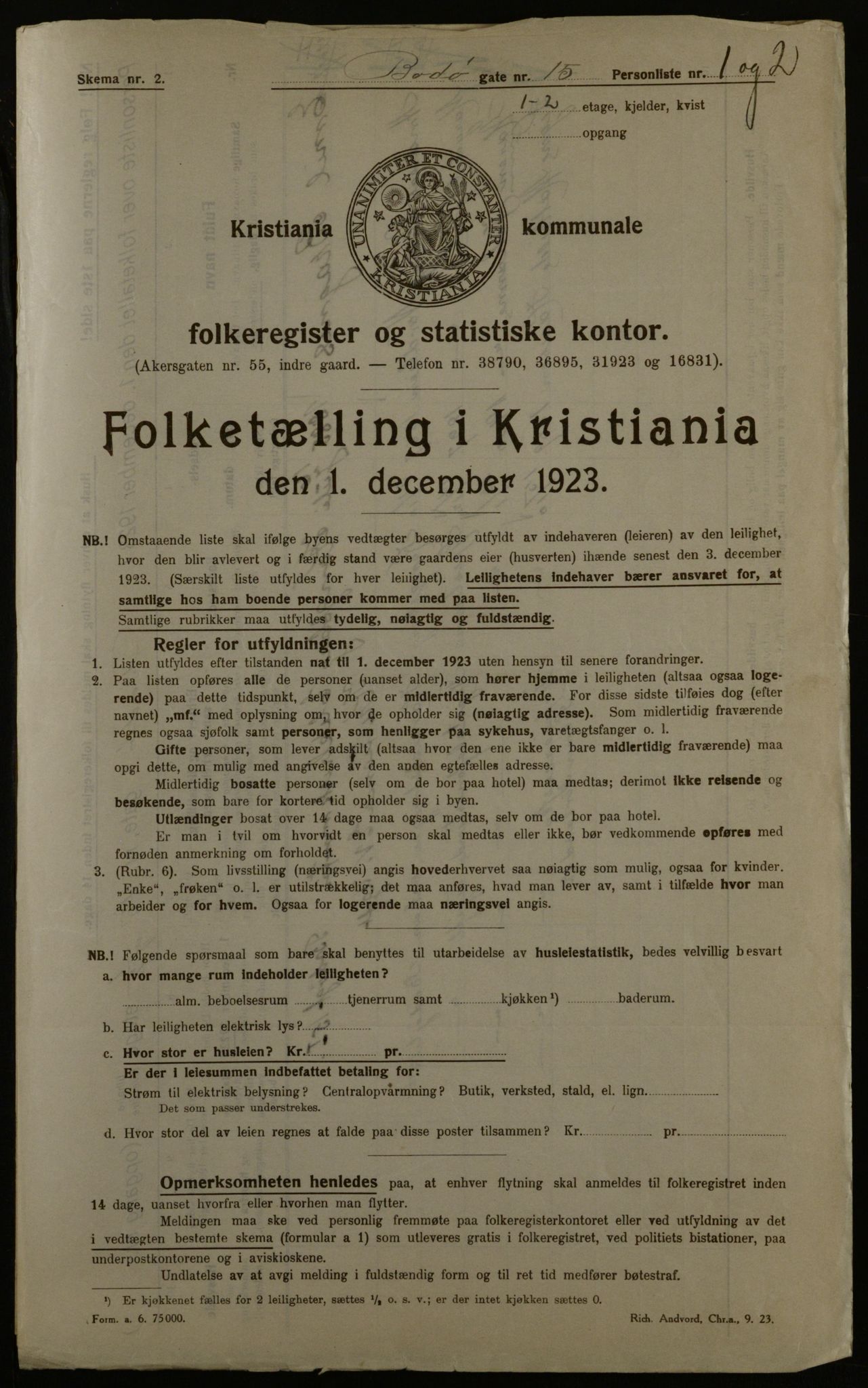 OBA, Municipal Census 1923 for Kristiania, 1923, p. 7822