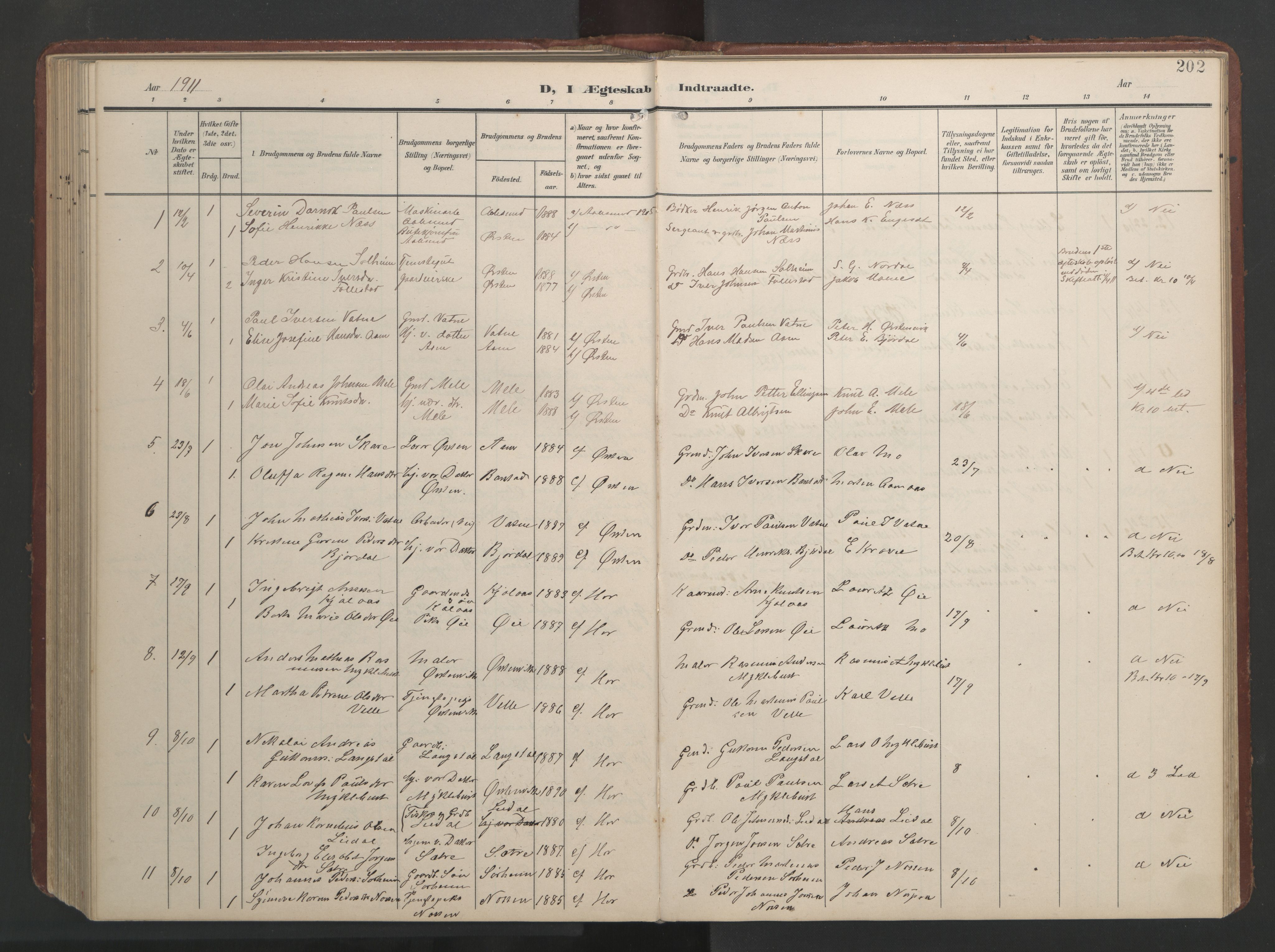 Ministerialprotokoller, klokkerbøker og fødselsregistre - Møre og Romsdal, AV/SAT-A-1454/513/L0190: Parish register (copy) no. 513C04, 1904-1926, p. 202