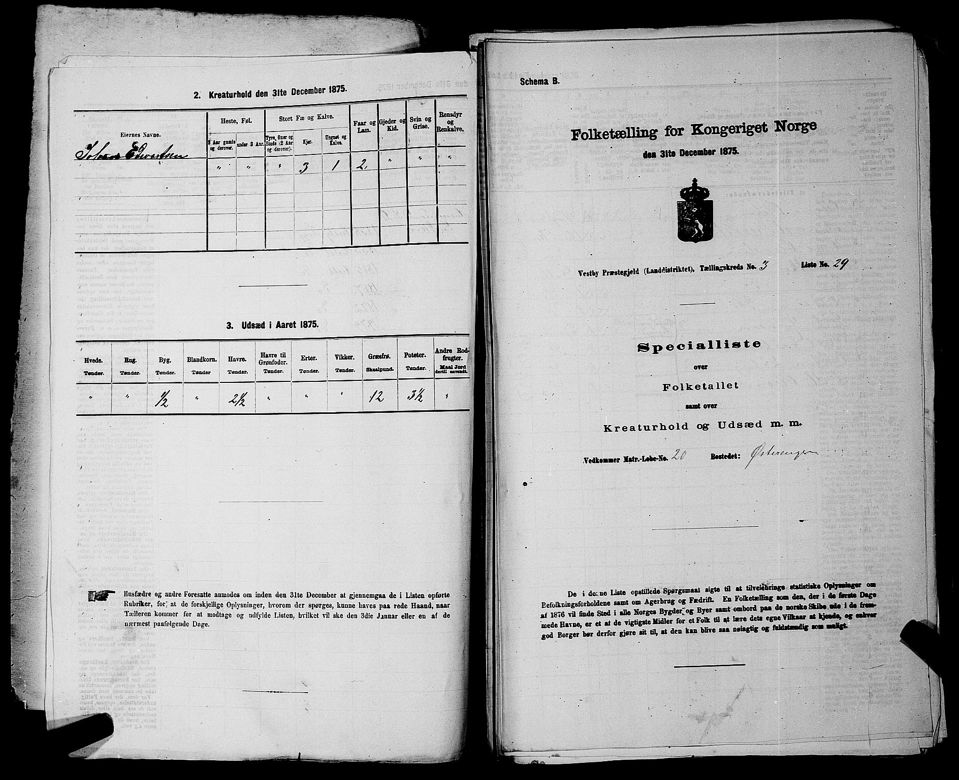 RA, 1875 census for 0211L Vestby/Vestby, Garder og Såner, 1875, p. 287