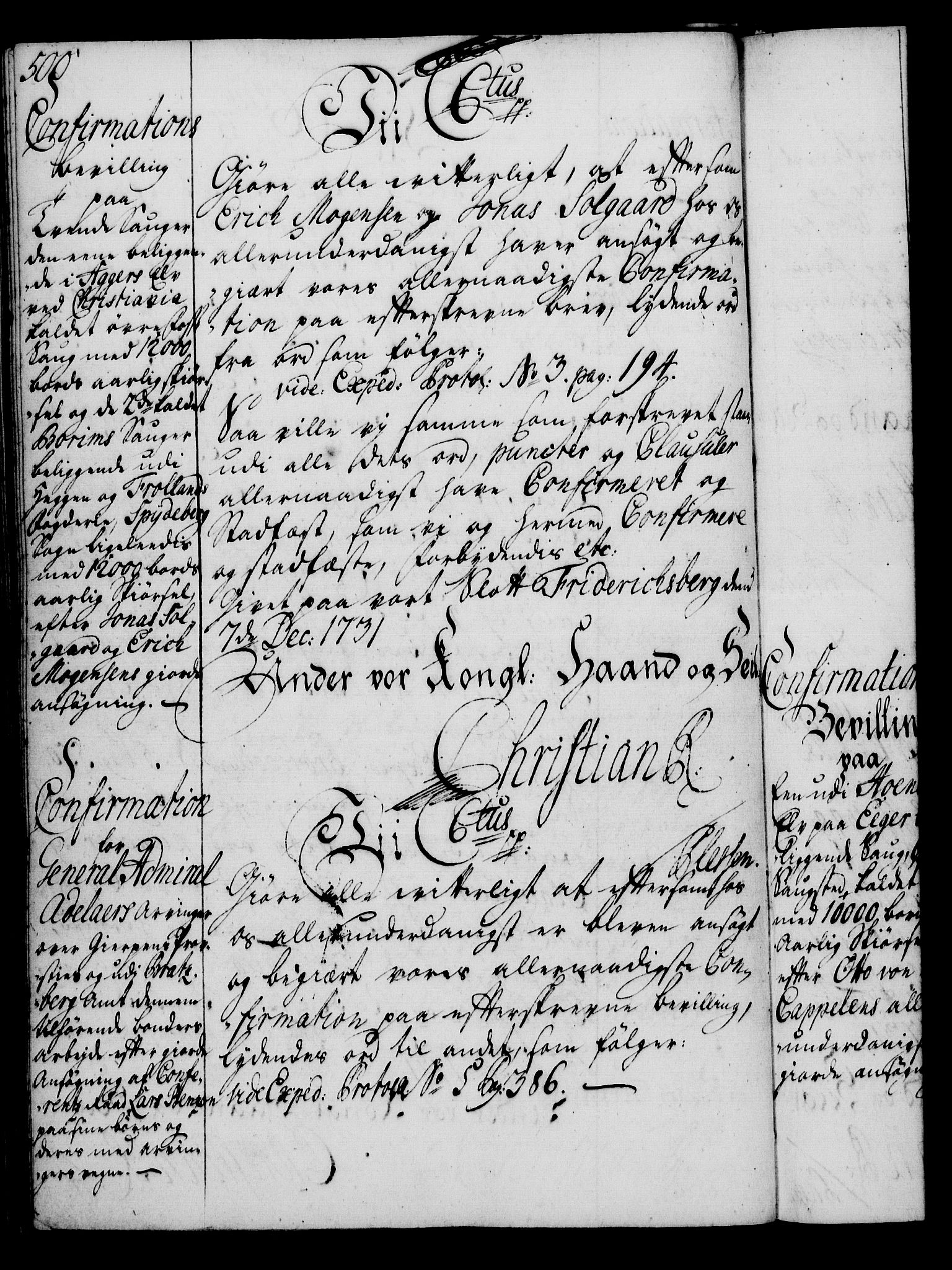 Rentekammeret, Kammerkanselliet, AV/RA-EA-3111/G/Gg/Gga/L0003: Norsk ekspedisjonsprotokoll med register (merket RK 53.3), 1727-1734, p. 500