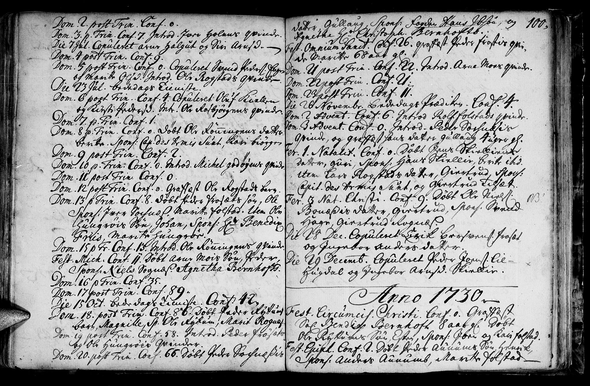 Ministerialprotokoller, klokkerbøker og fødselsregistre - Sør-Trøndelag, SAT/A-1456/687/L0990: Parish register (official) no. 687A01, 1690-1746, p. 100